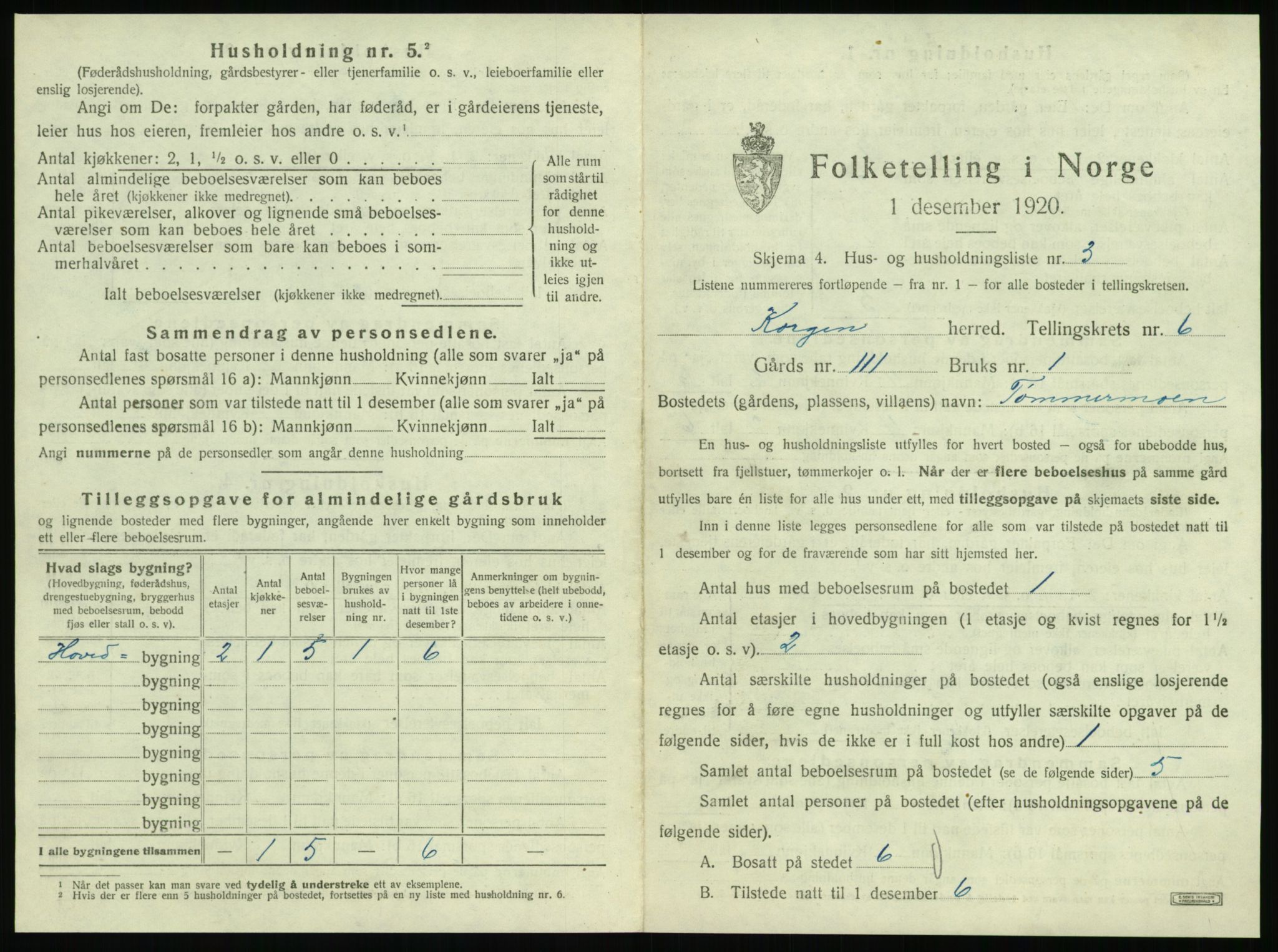 SAT, 1920 census for Korgen, 1920, p. 368