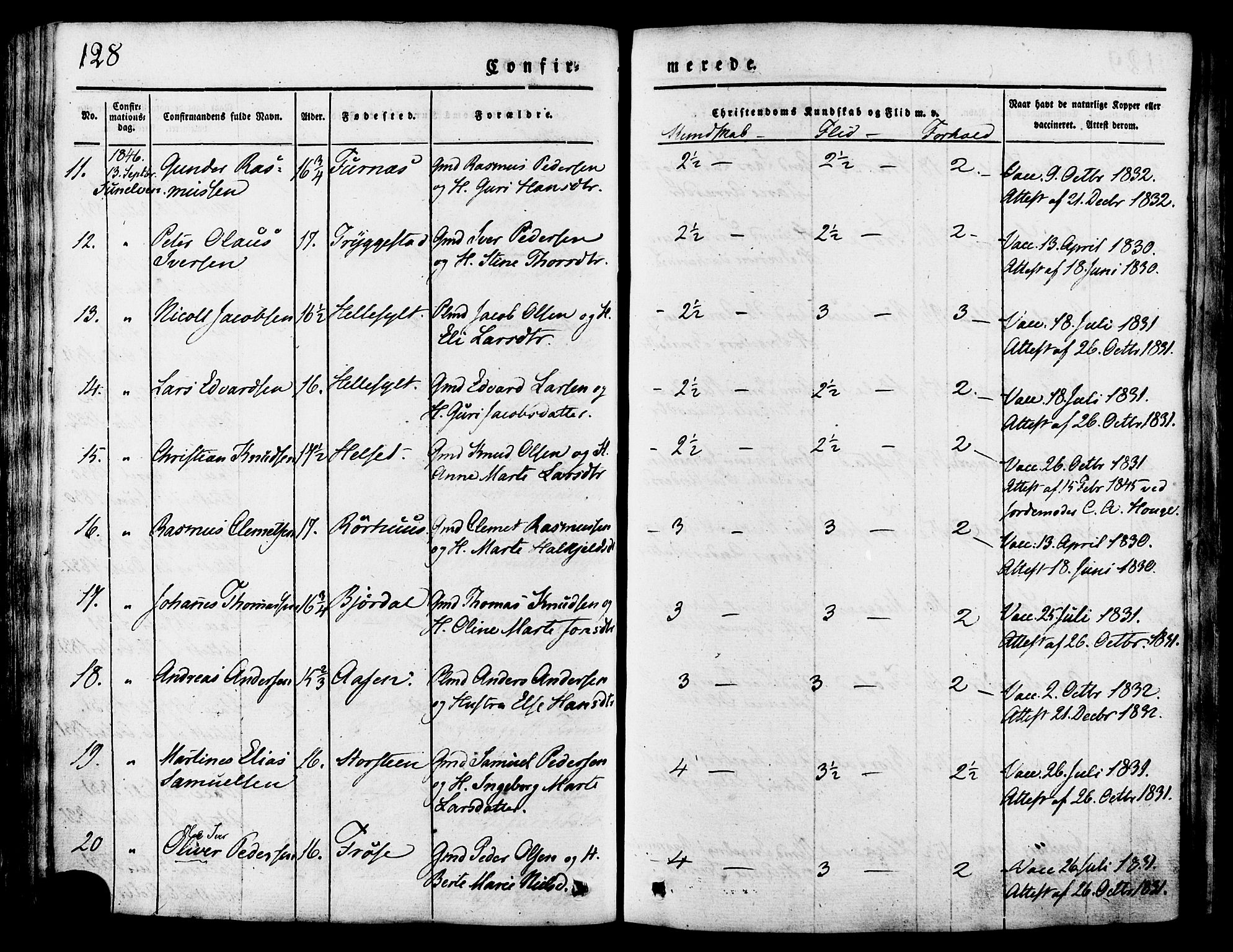 Ministerialprotokoller, klokkerbøker og fødselsregistre - Møre og Romsdal, AV/SAT-A-1454/517/L0221: Parish register (official) no. 517A01, 1827-1858, p. 128