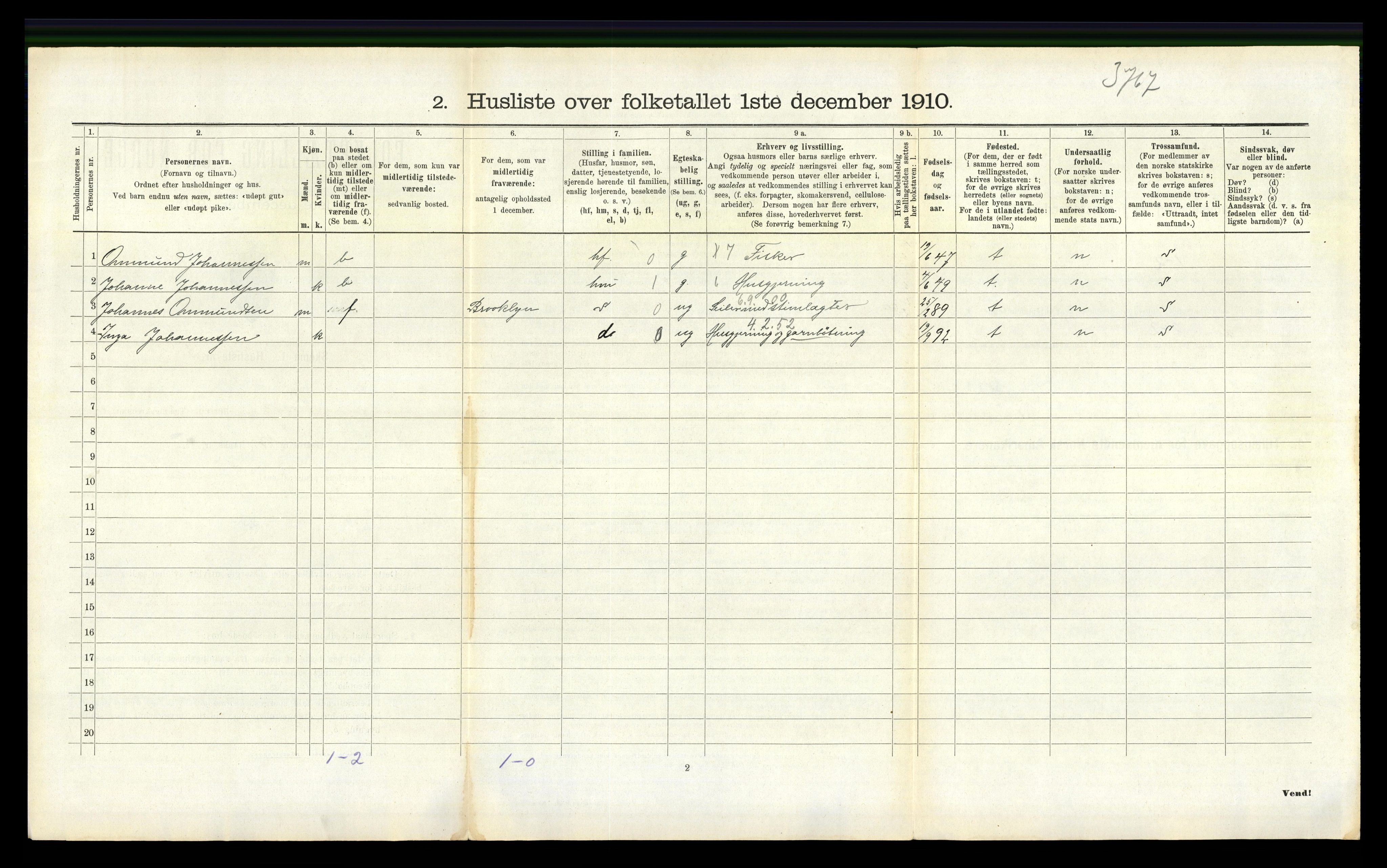 RA, 1910 census for Høvåg, 1910, p. 662