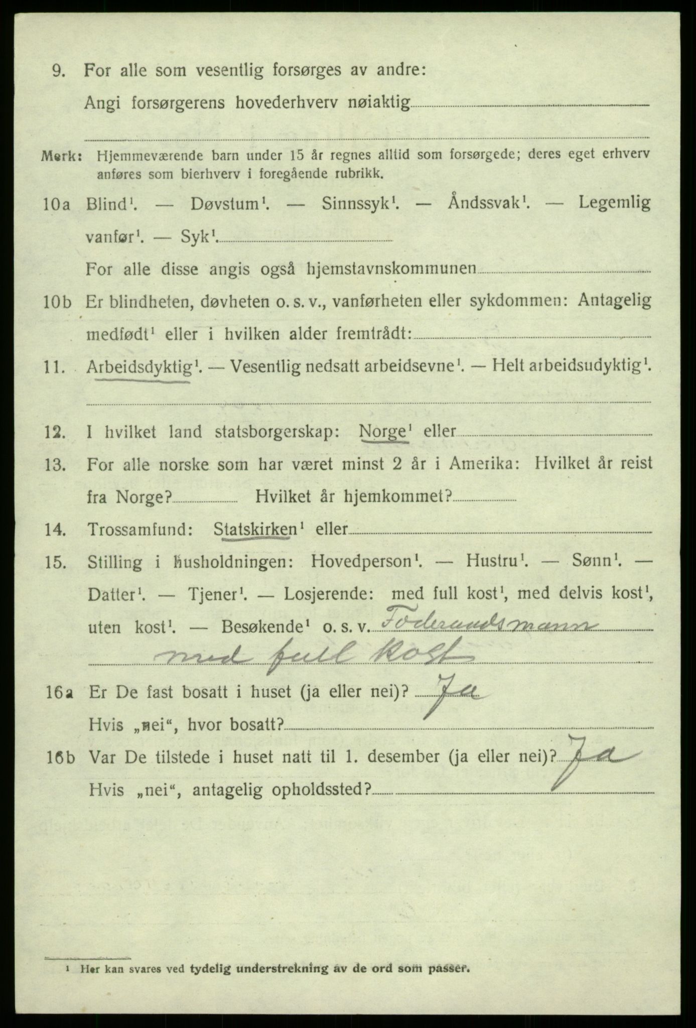 SAB, 1920 census for Hålandsdal, 1920, p. 1015