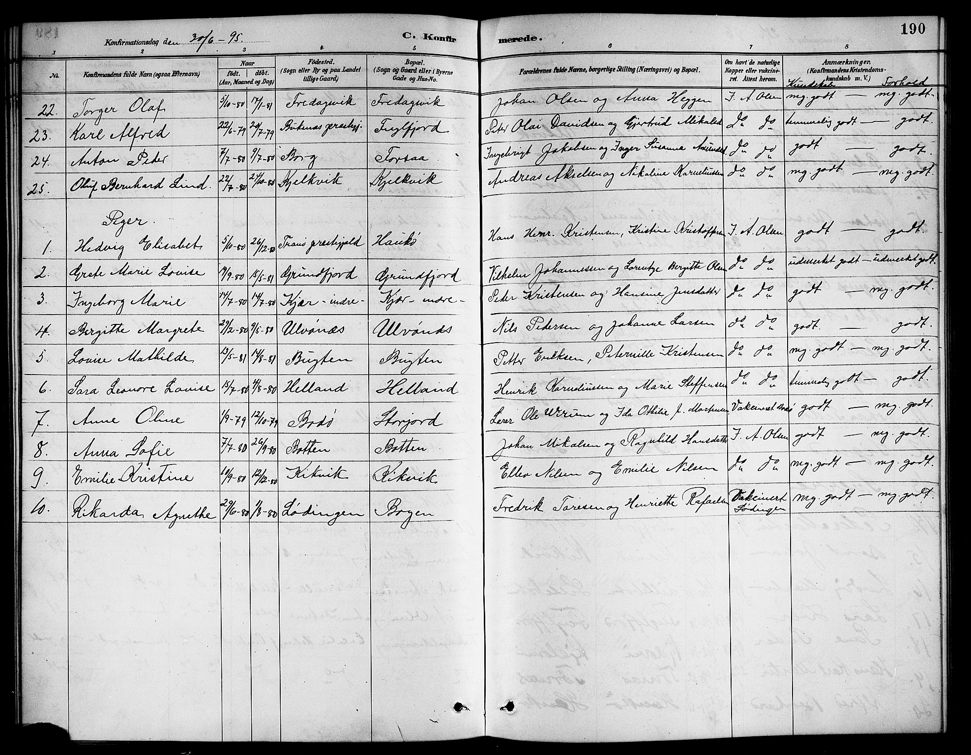 Ministerialprotokoller, klokkerbøker og fødselsregistre - Nordland, AV/SAT-A-1459/861/L0876: Parish register (copy) no. 861C02, 1887-1903, p. 190