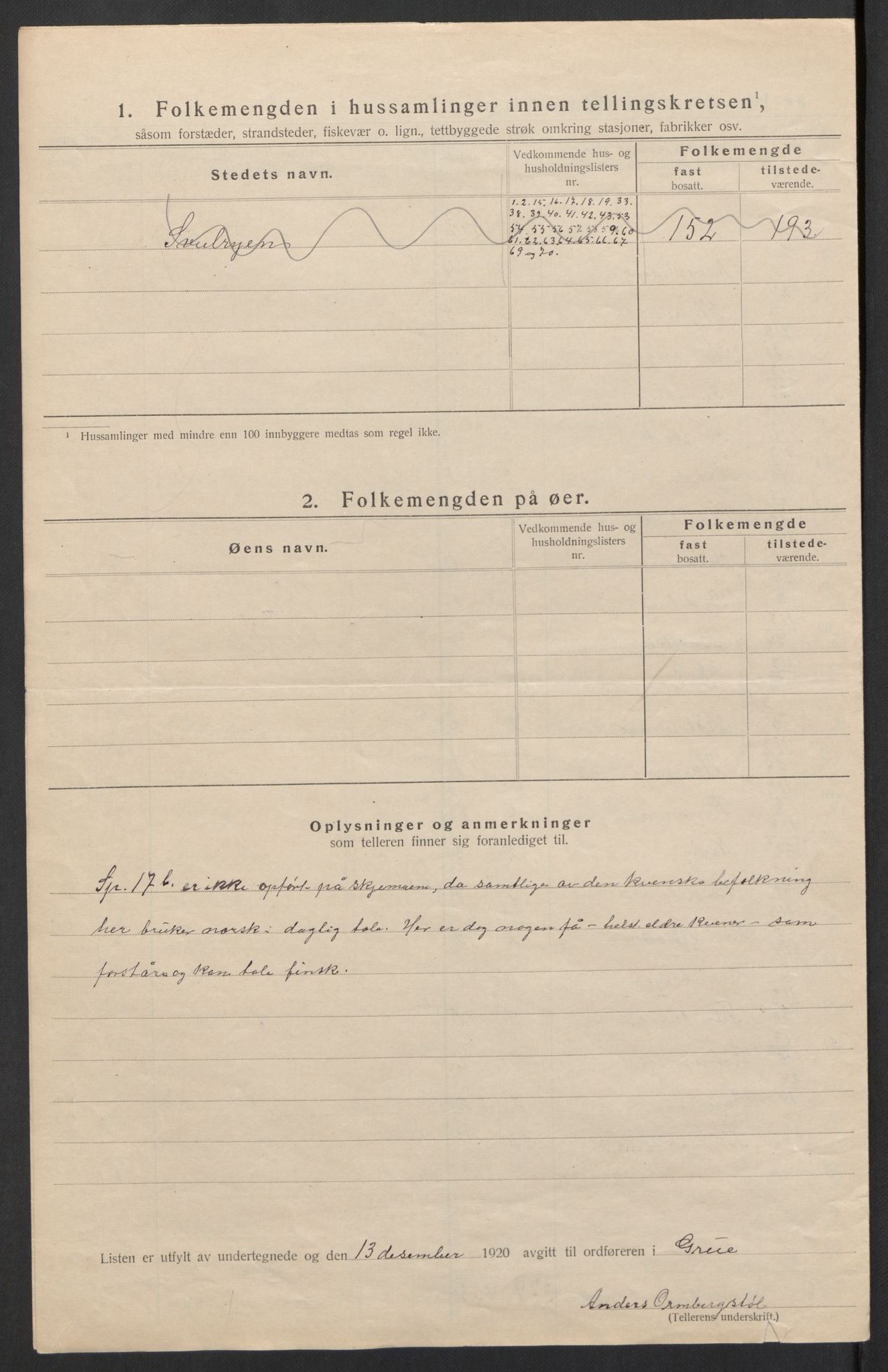 SAH, 1920 census for Grue, 1920, p. 63