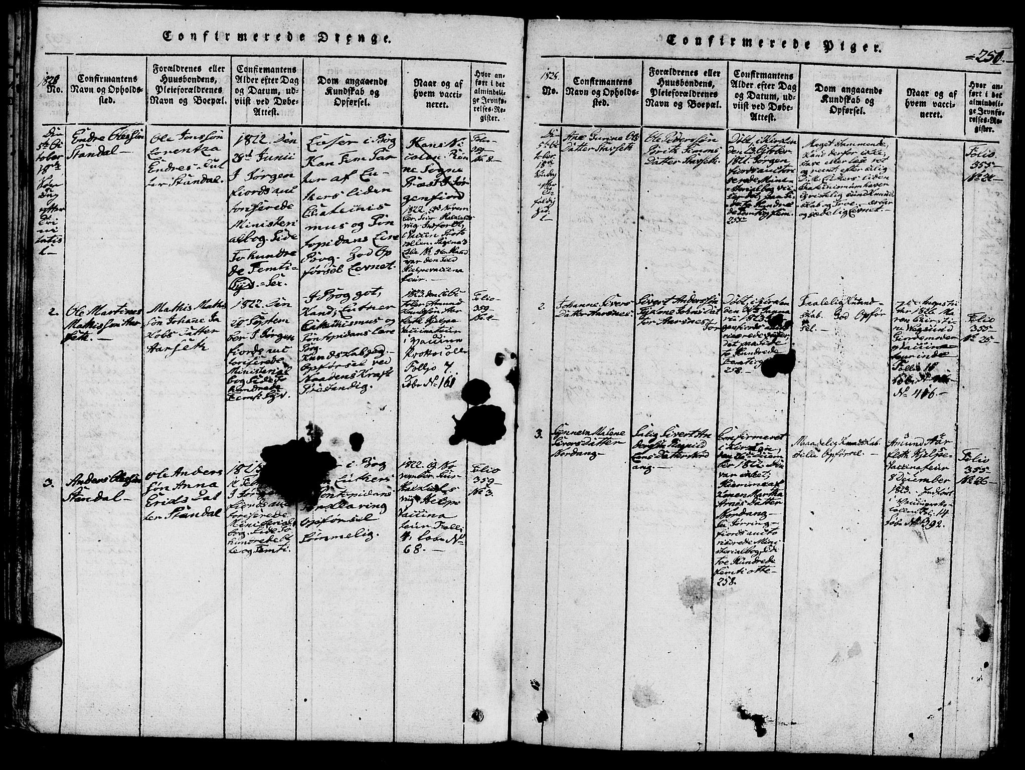 Ministerialprotokoller, klokkerbøker og fødselsregistre - Møre og Romsdal, AV/SAT-A-1454/515/L0207: Parish register (official) no. 515A03, 1819-1829, p. 250