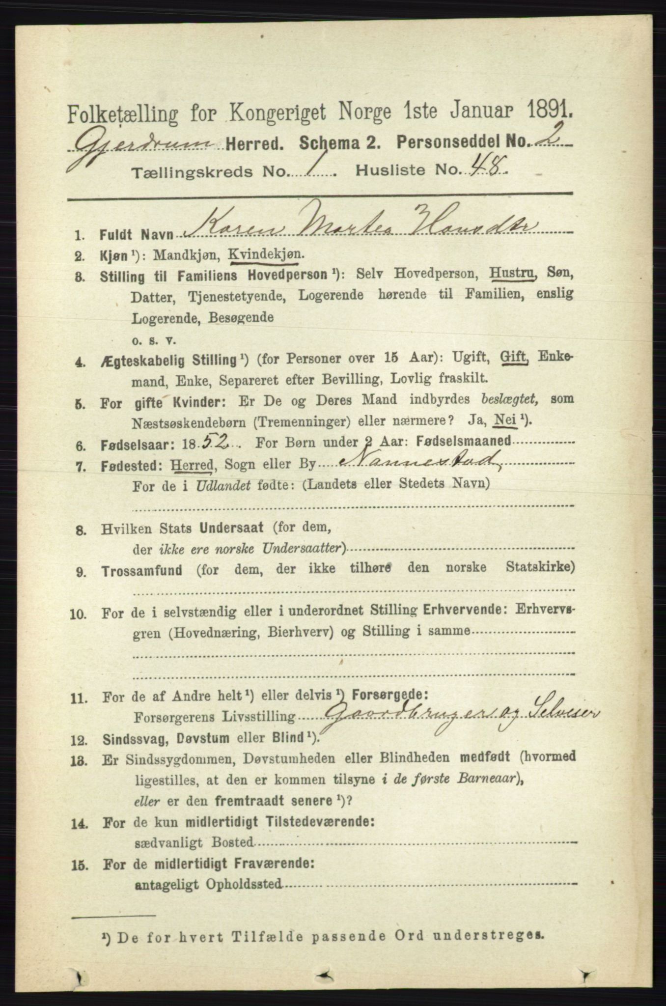 RA, 1891 census for 0234 Gjerdrum, 1891, p. 380