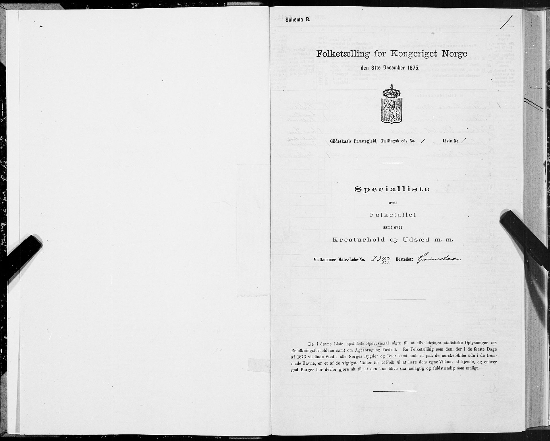 SAT, 1875 census for 1838P Gildeskål, 1875, p. 1001