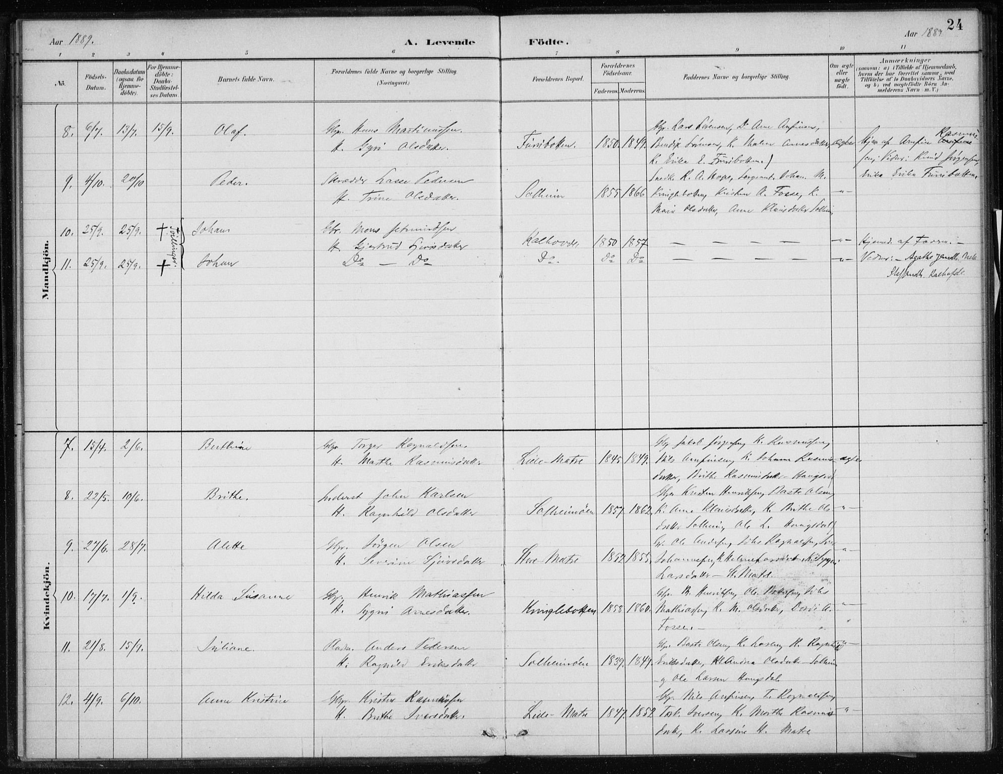 Masfjorden Sokneprestembete, AV/SAB-A-77001: Parish register (official) no. C  1, 1882-1896, p. 24