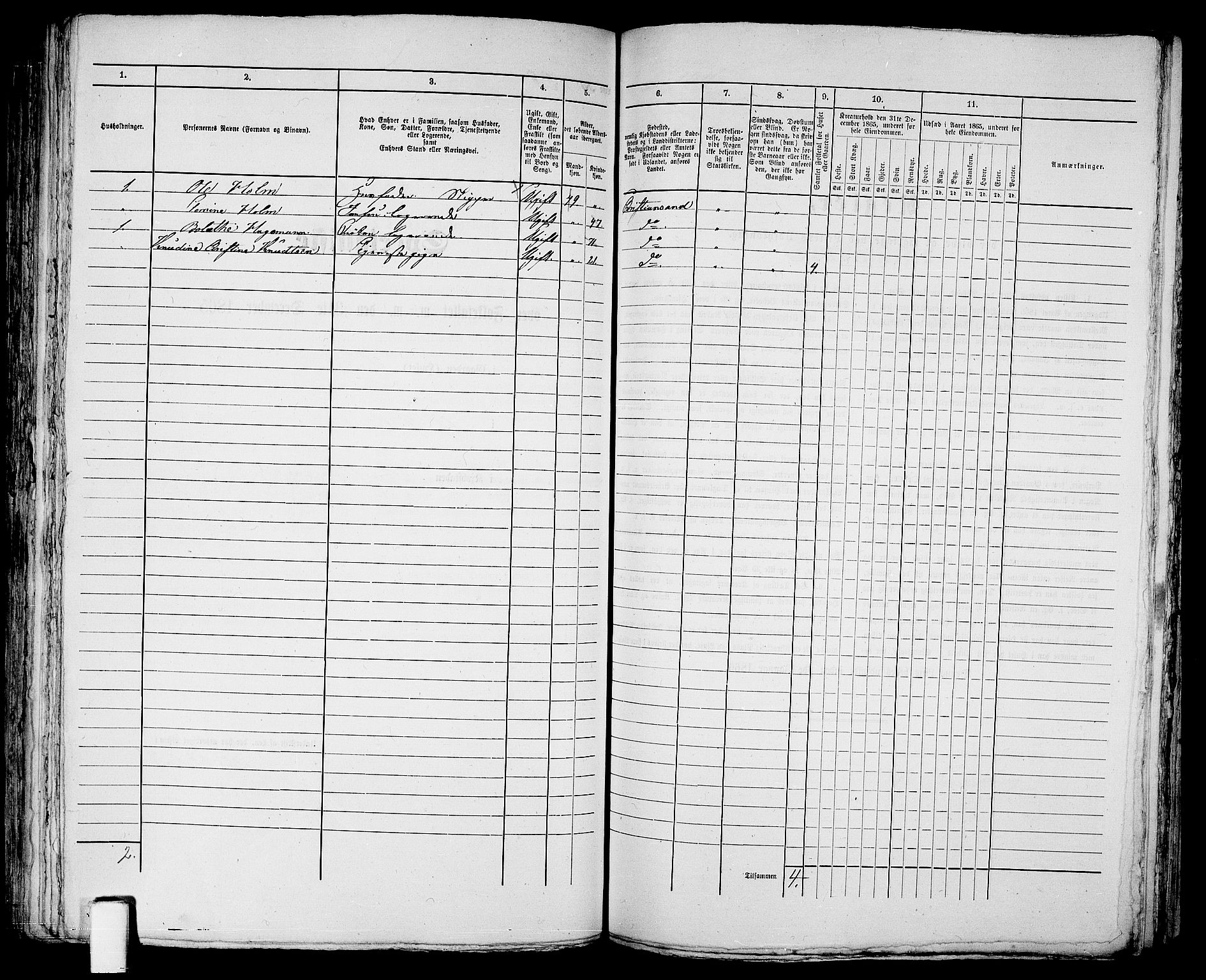 RA, 1865 census for Kristiansand, 1865, p. 261