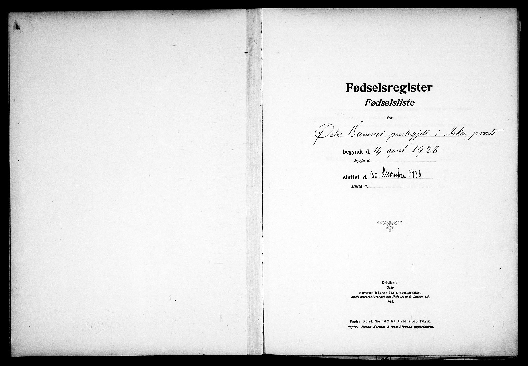 Østre Bærum prestekontor Kirkebøker, AV/SAO-A-10887/J/Ja/L0003: Birth register no. 3, 1928-1933