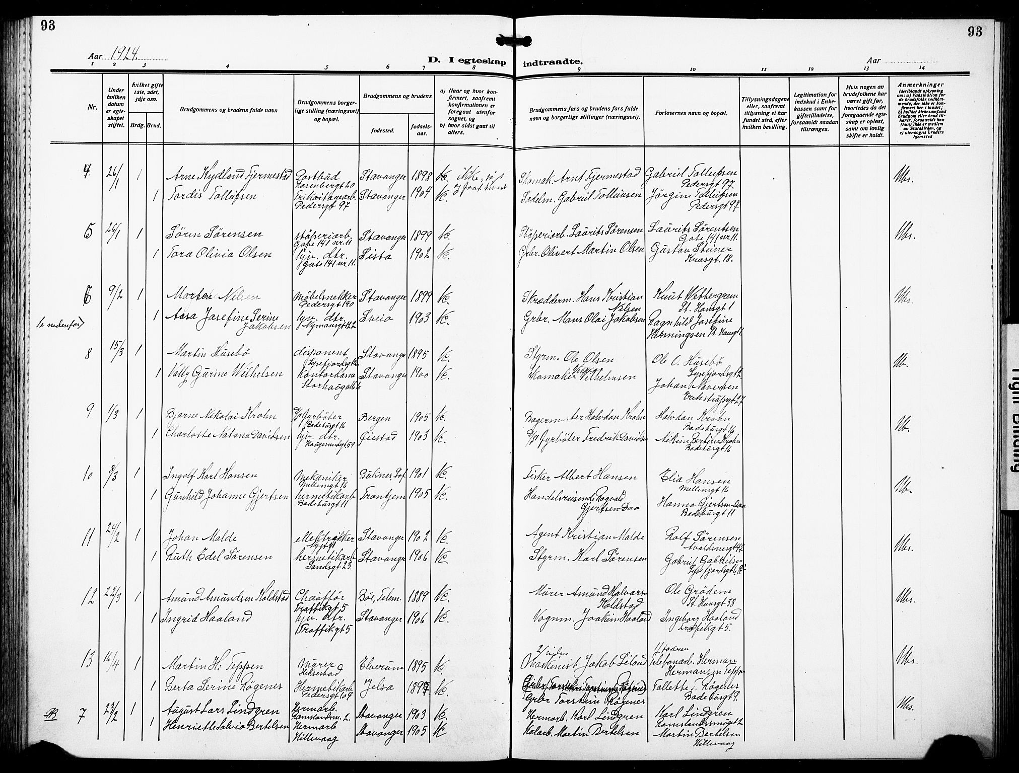 St. Johannes sokneprestkontor, SAST/A-101814/001/30/30BB/L0007: Parish register (copy) no. B 7, 1917-1932, p. 93