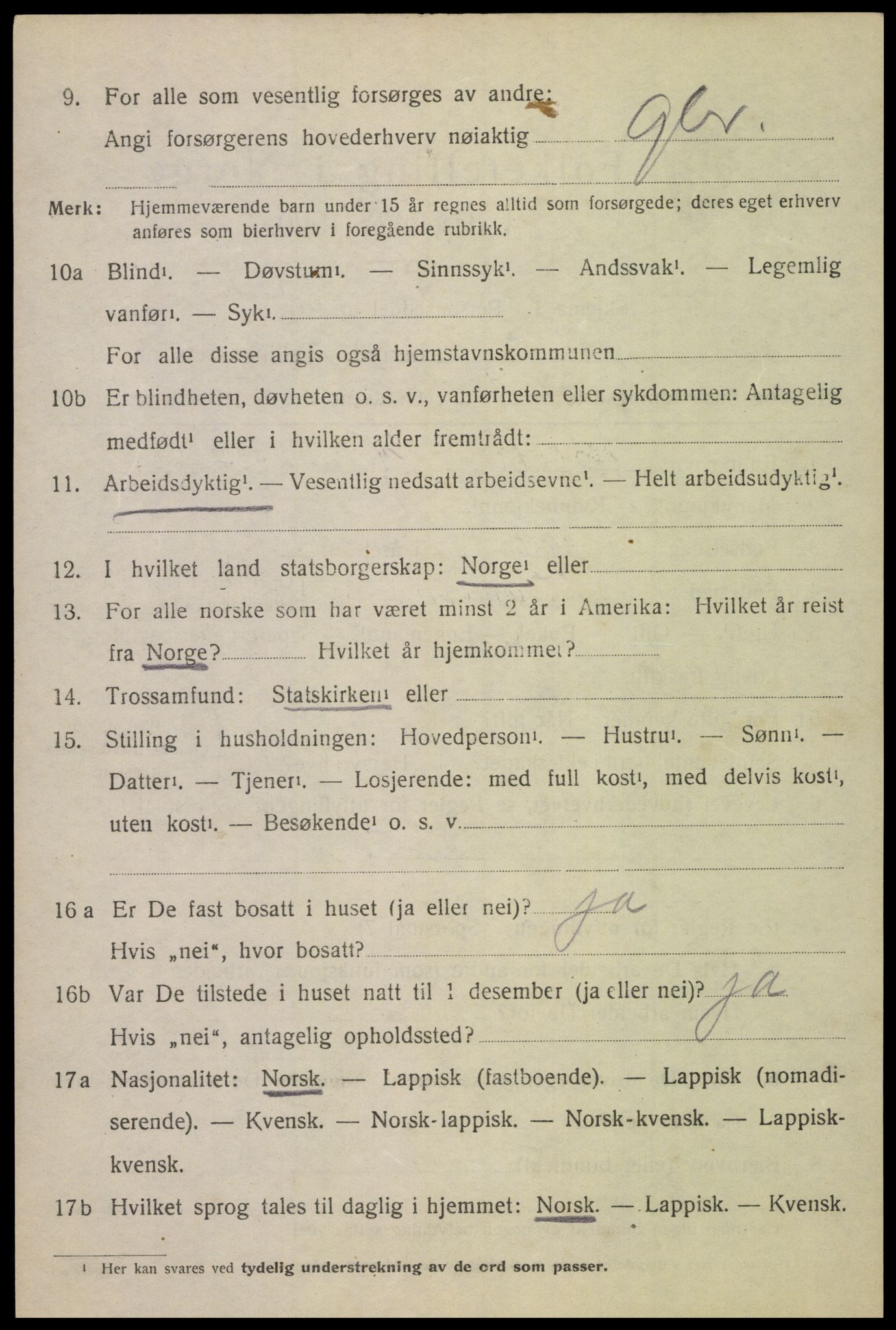 SAT, 1920 census for Evenes, 1920, p. 6533