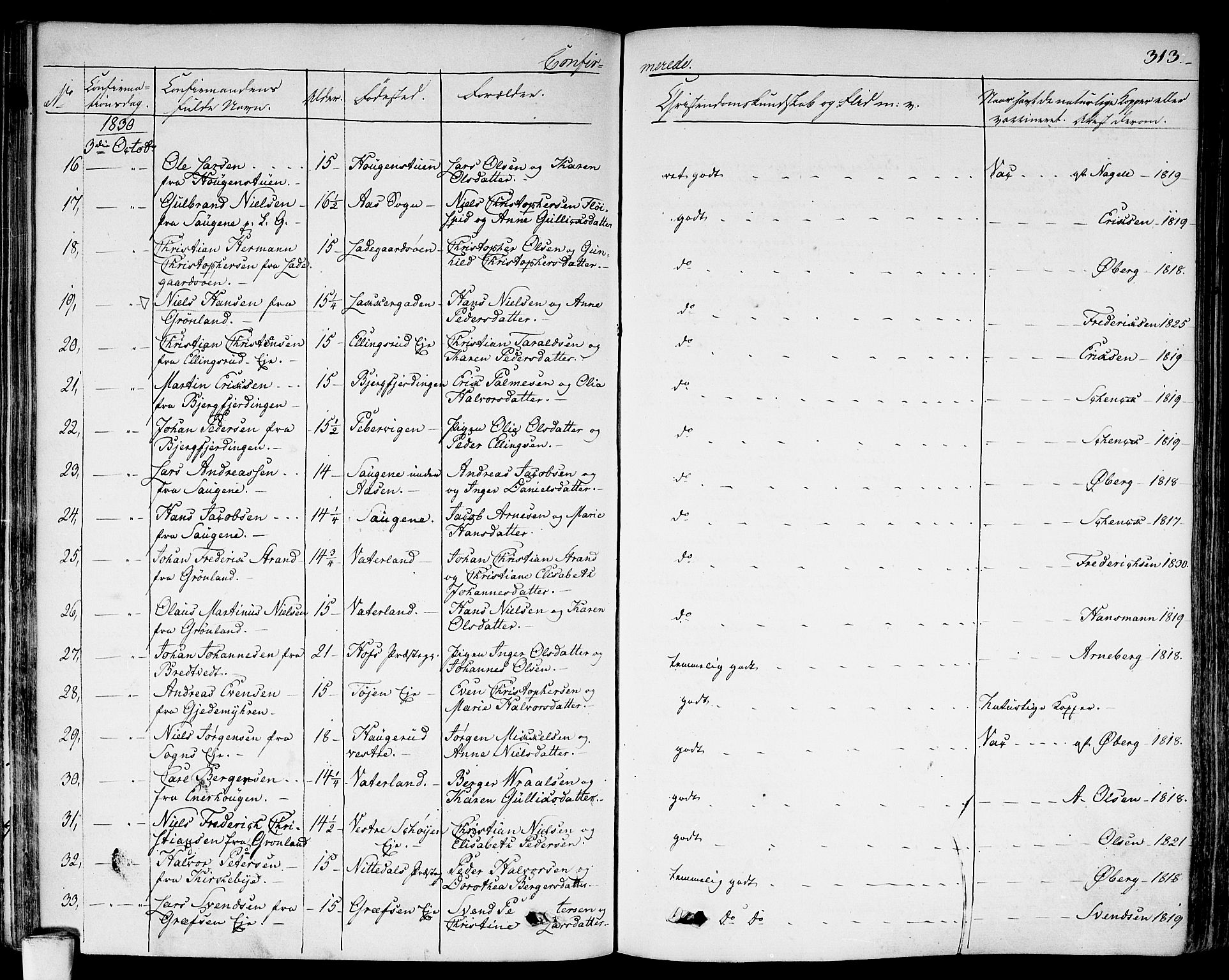 Aker prestekontor kirkebøker, AV/SAO-A-10861/F/L0013: Parish register (official) no. 13, 1828-1837, p. 313