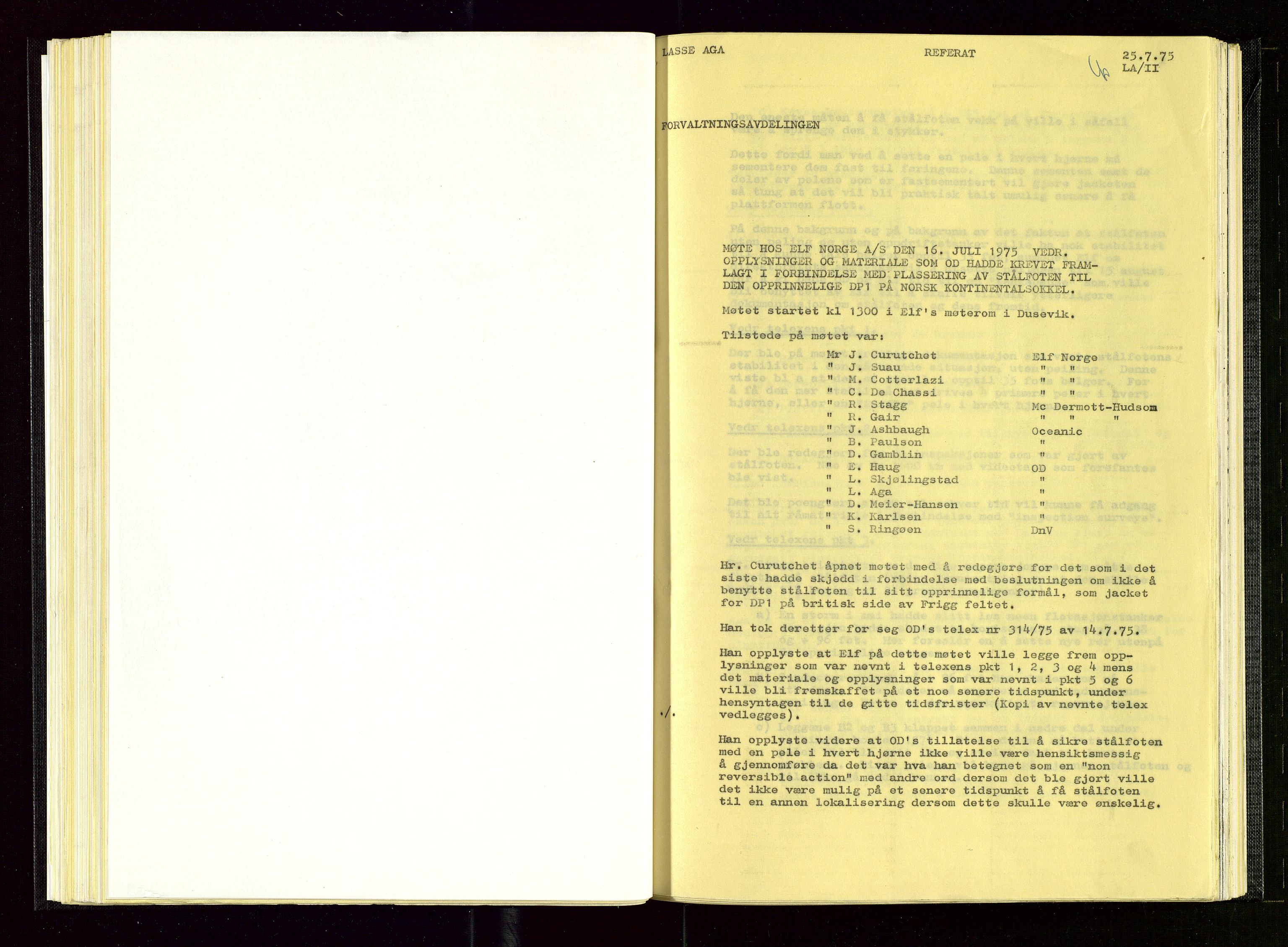 Oljedirektoratet, AV/SAST-A-101366/Aa/L0005: Referatprotokoller, 1975