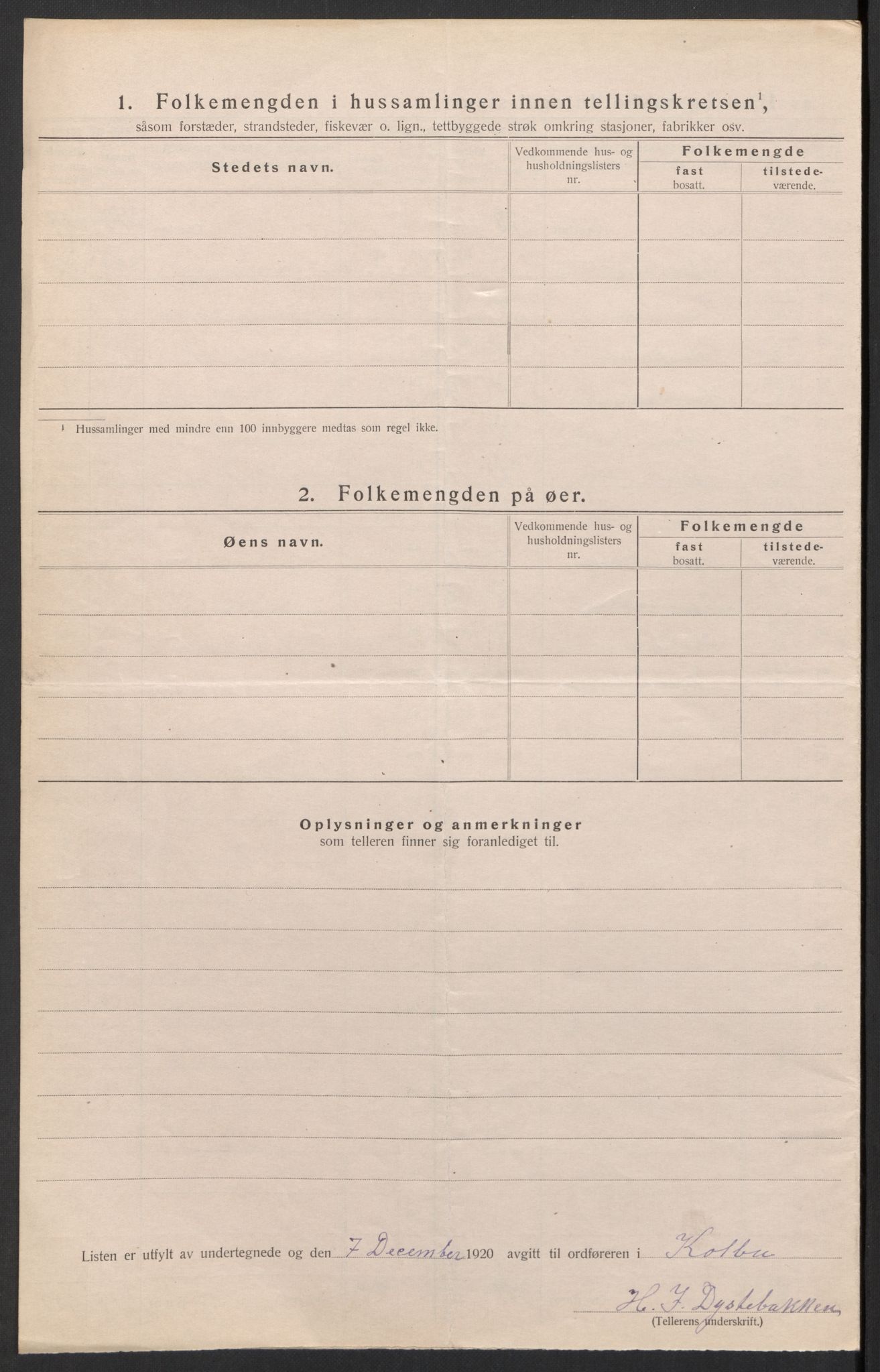 SAH, 1920 census for Kolbu, 1920, p. 20