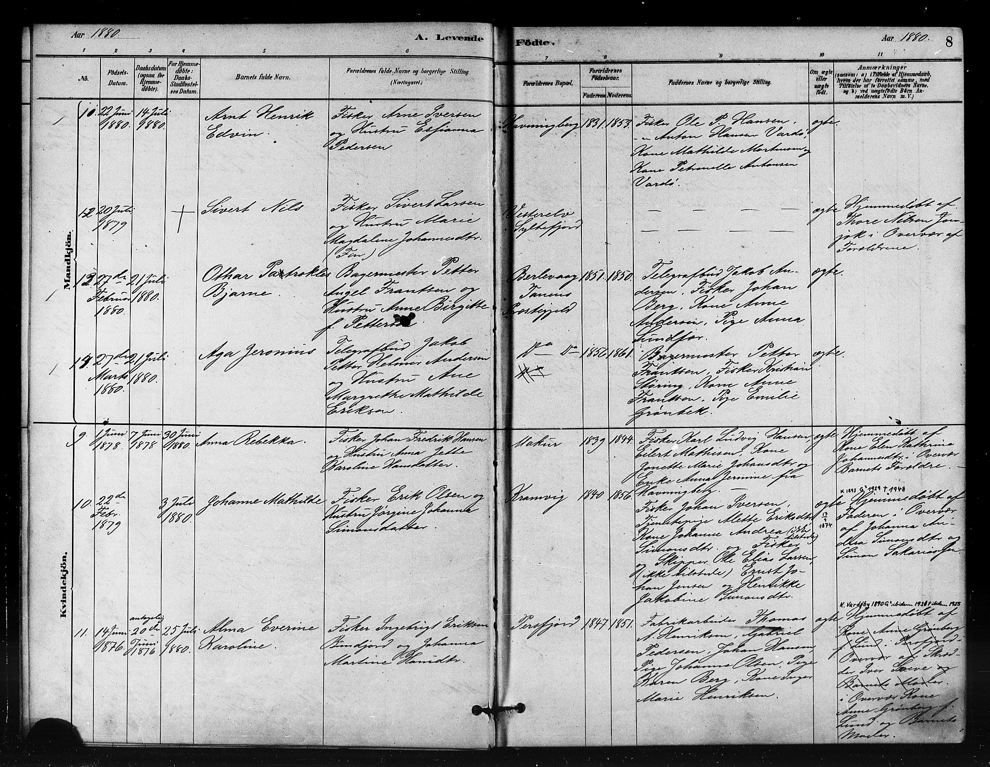 Vardø sokneprestkontor, AV/SATØ-S-1332/H/Ha/L0008kirke: Parish register (official) no. 8, 1879-1887, p. 8
