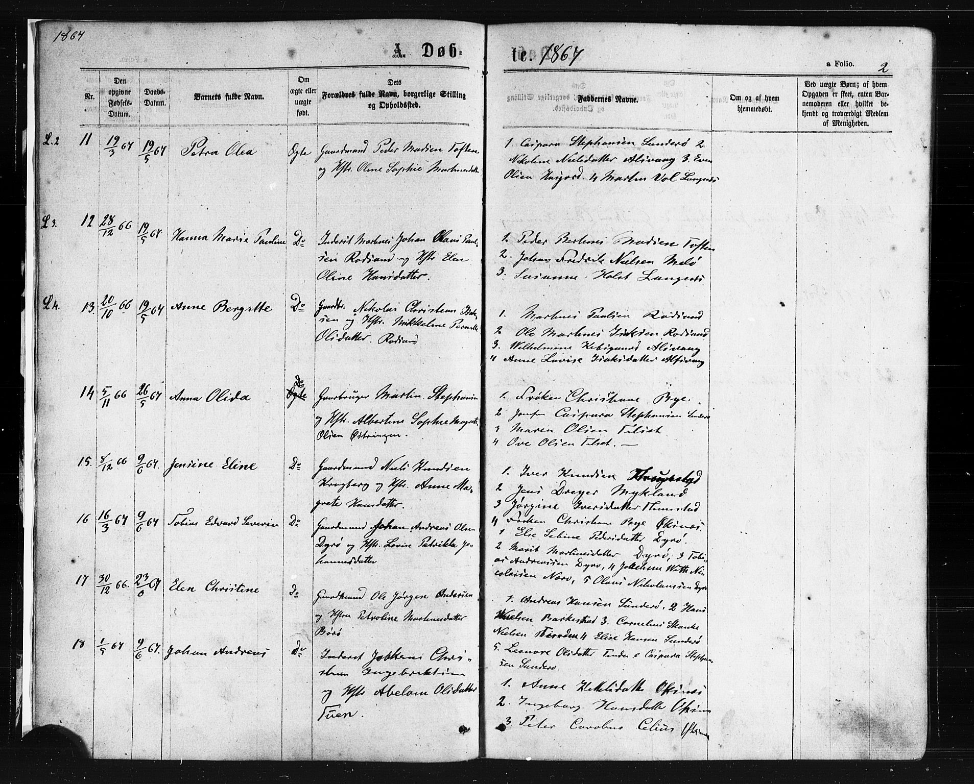 Ministerialprotokoller, klokkerbøker og fødselsregistre - Nordland, SAT/A-1459/893/L1334: Parish register (official) no. 893A07, 1867-1877, p. 2