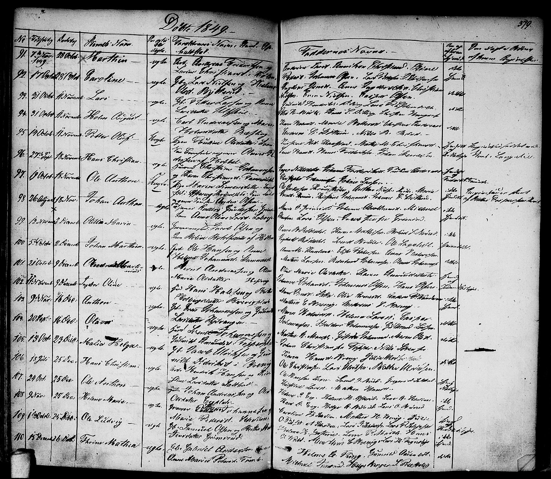 Vestby prestekontor Kirkebøker, AV/SAO-A-10893/F/Fa/L0006: Parish register (official) no. I 6, 1827-1849, p. 379