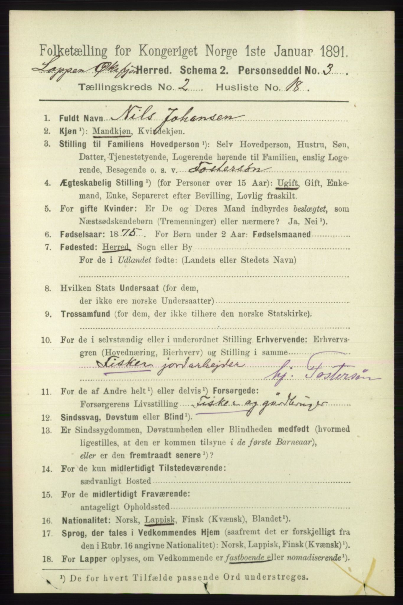 RA, 1891 census for 2014 Loppa, 1891, p. 477