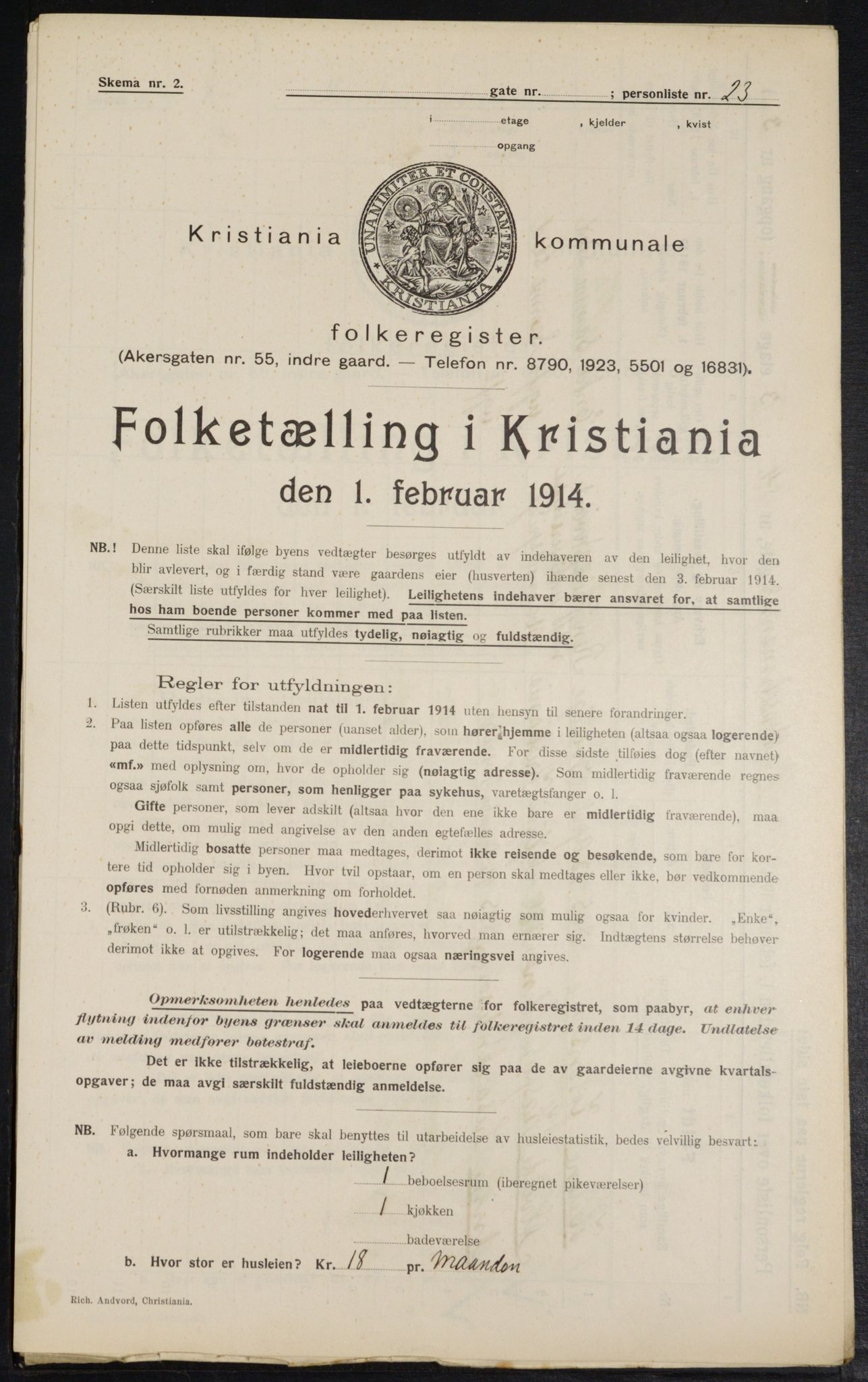 OBA, Municipal Census 1914 for Kristiania, 1914, p. 64754