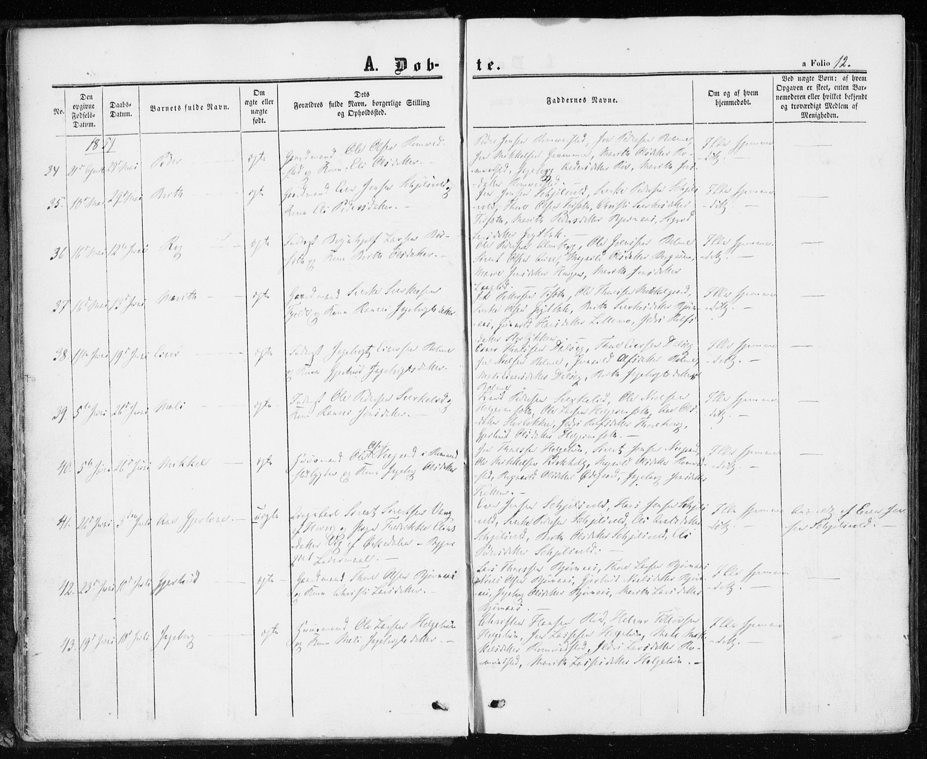 Ministerialprotokoller, klokkerbøker og fødselsregistre - Møre og Romsdal, AV/SAT-A-1454/598/L1067: Parish register (official) no. 598A01, 1858-1871, p. 12