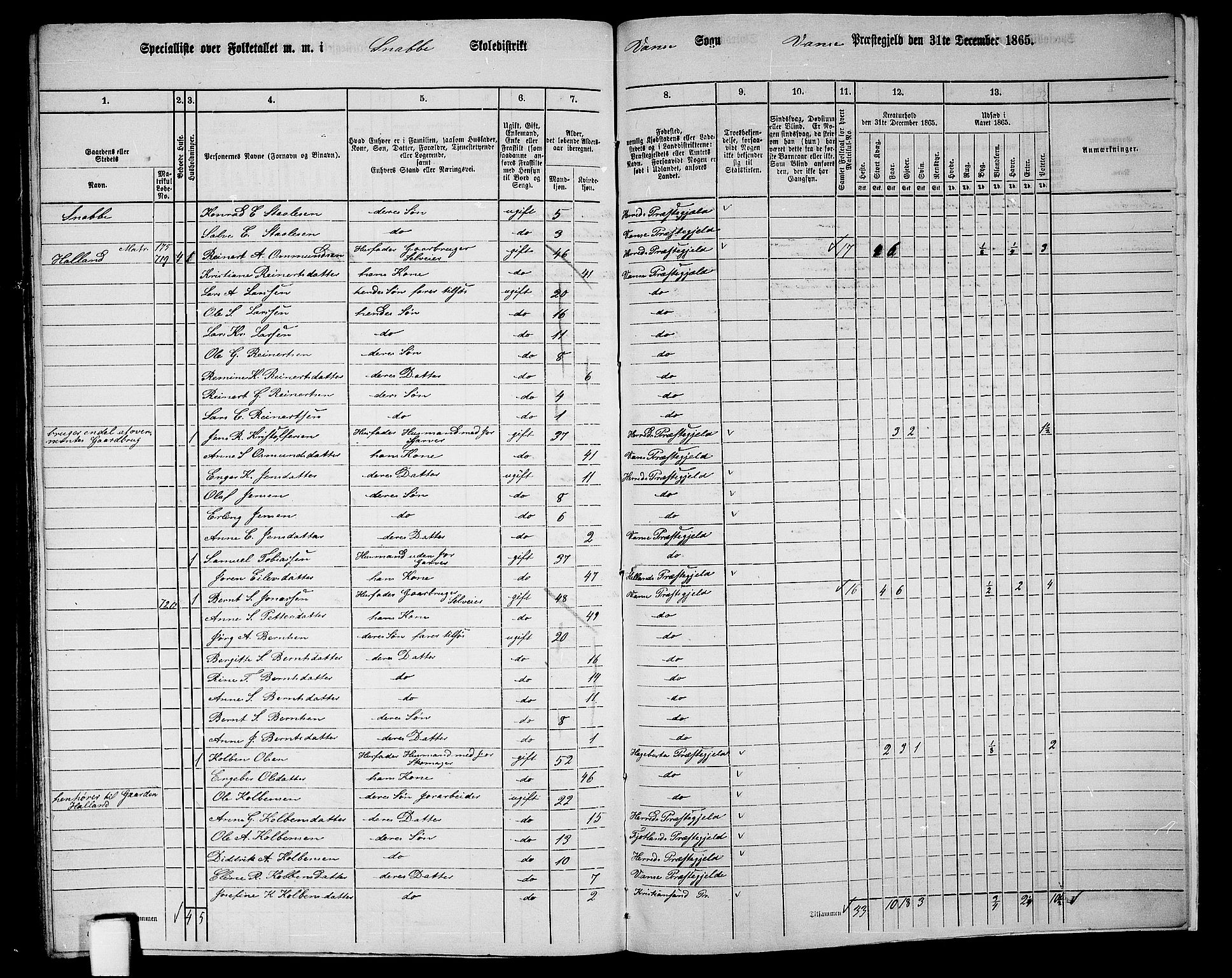 RA, 1865 census for Vanse/Vanse og Farsund, 1865, p. 257