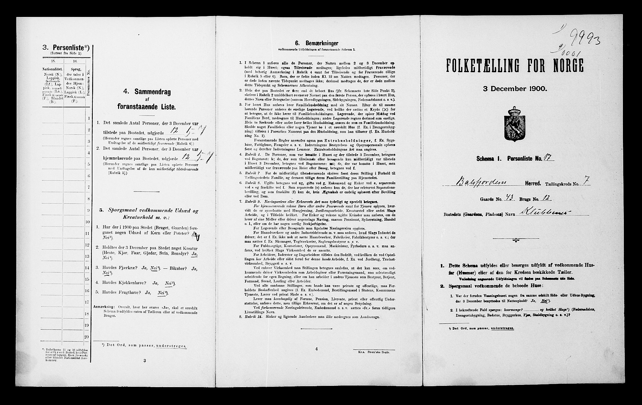 SATØ, 1900 census for Balsfjord, 1900, p. 640