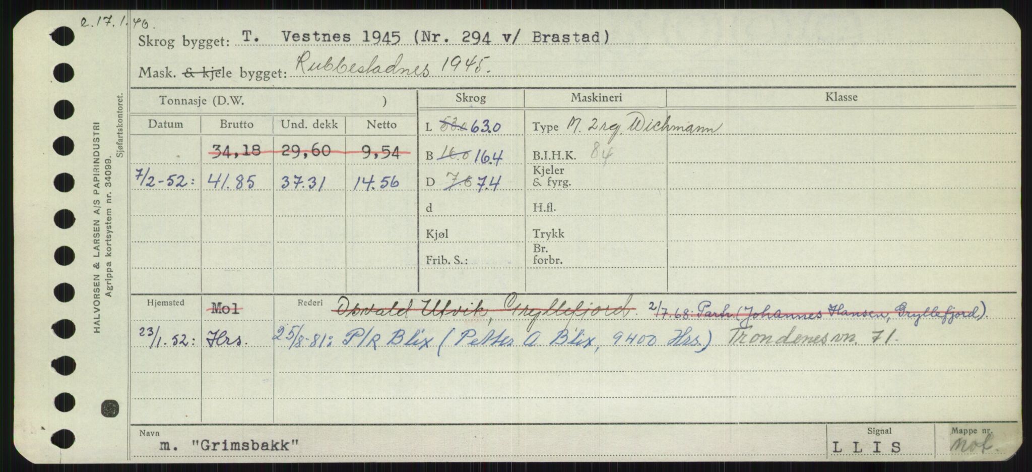 Sjøfartsdirektoratet med forløpere, Skipsmålingen, RA/S-1627/H/Ha/L0002/0002: Fartøy, Eik-Hill / Fartøy, G-Hill, p. 259