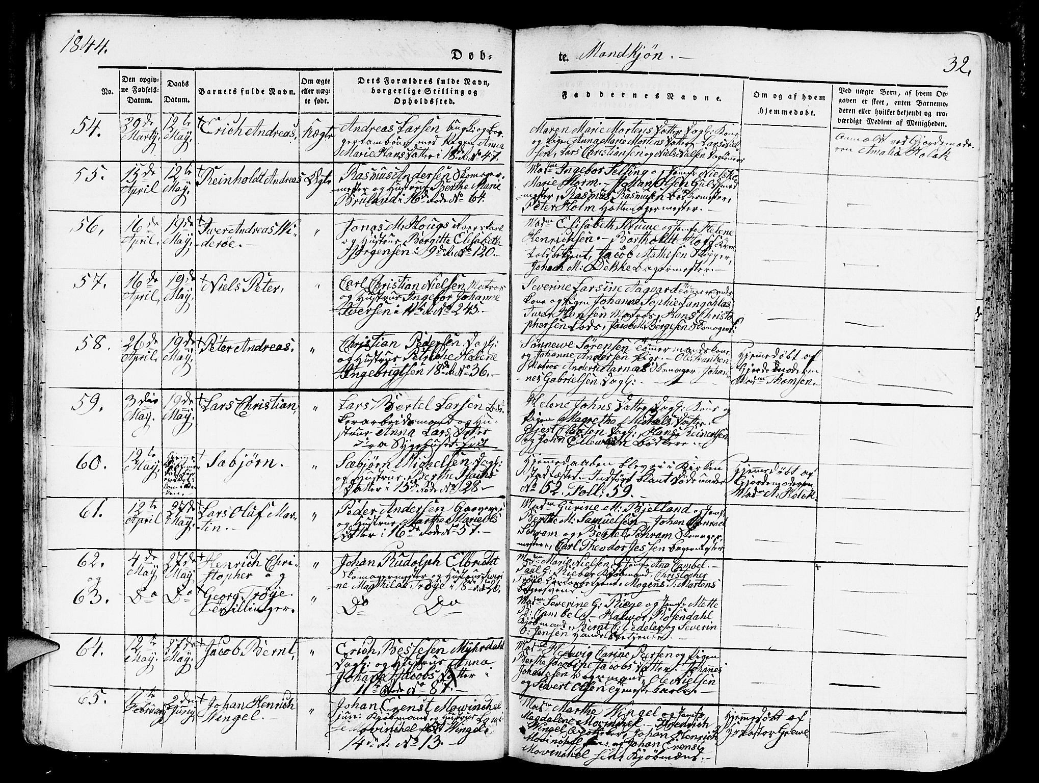 Domkirken sokneprestembete, AV/SAB-A-74801/H/Hab/L0009: Parish register (copy) no. B 2, 1842-1849, p. 32