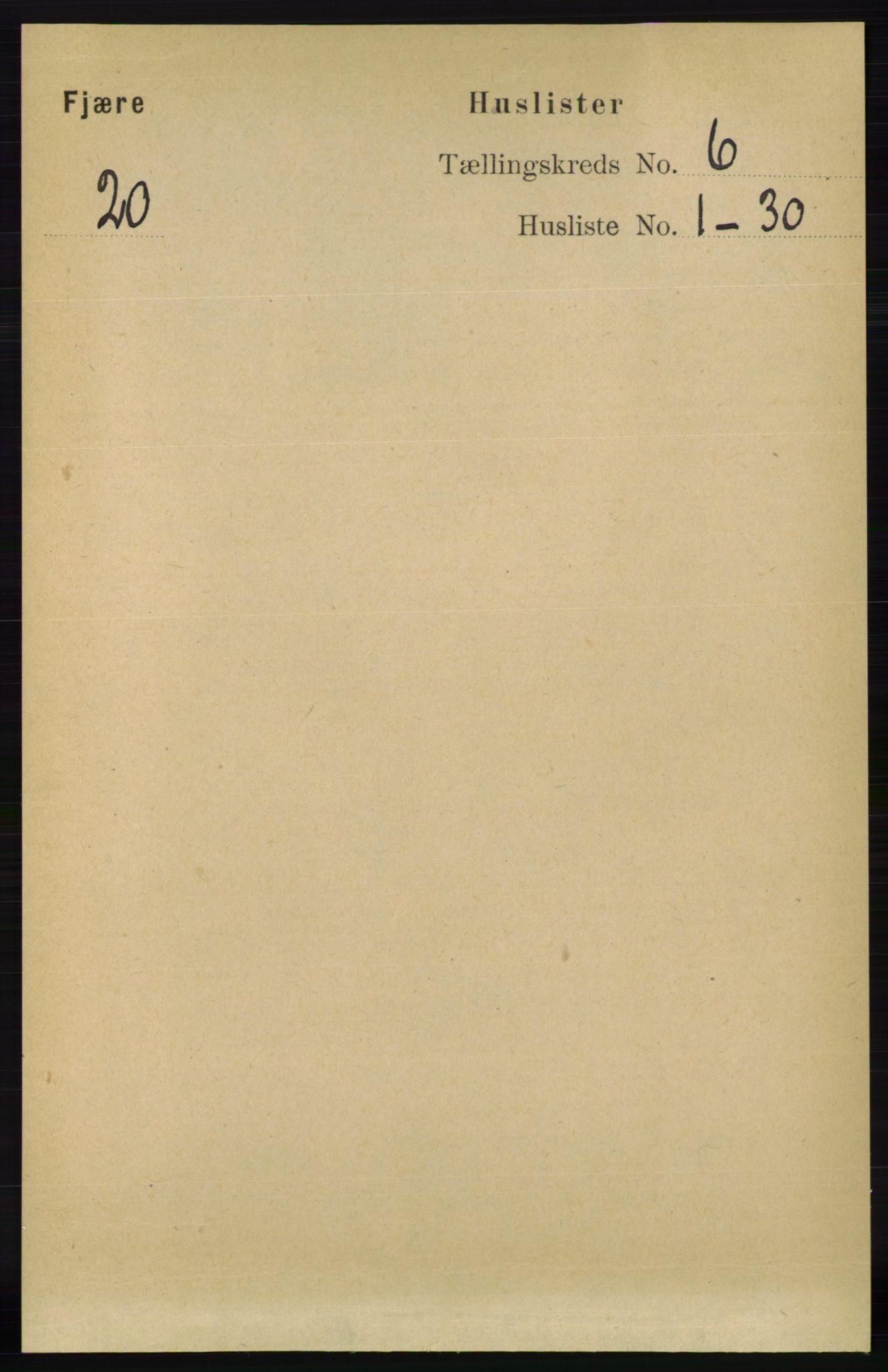 RA, 1891 census for 0923 Fjære, 1891, p. 2926