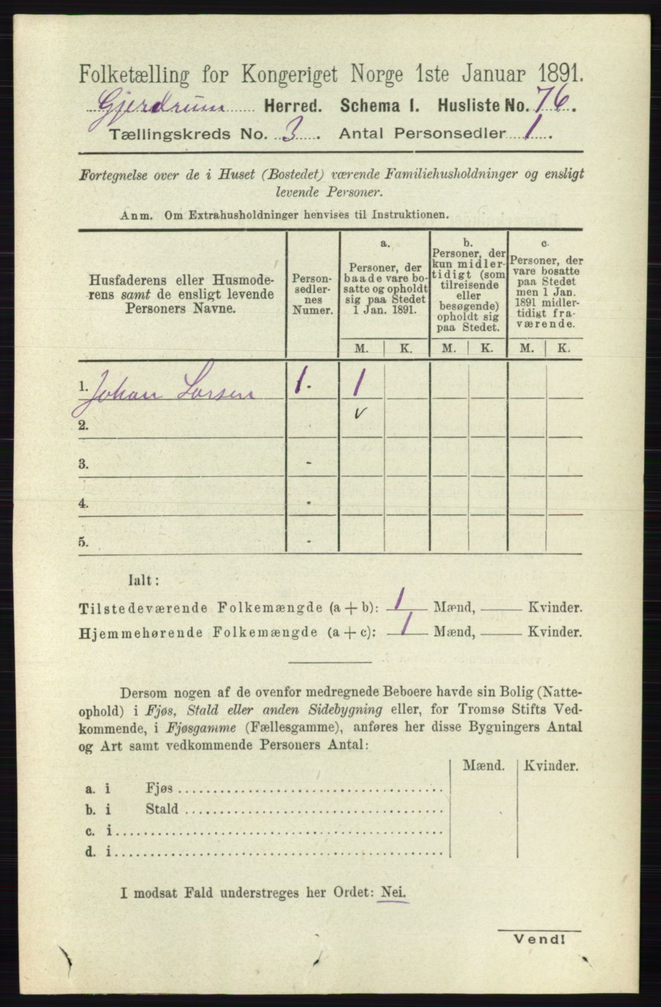 RA, 1891 census for 0234 Gjerdrum, 1891, p. 1236