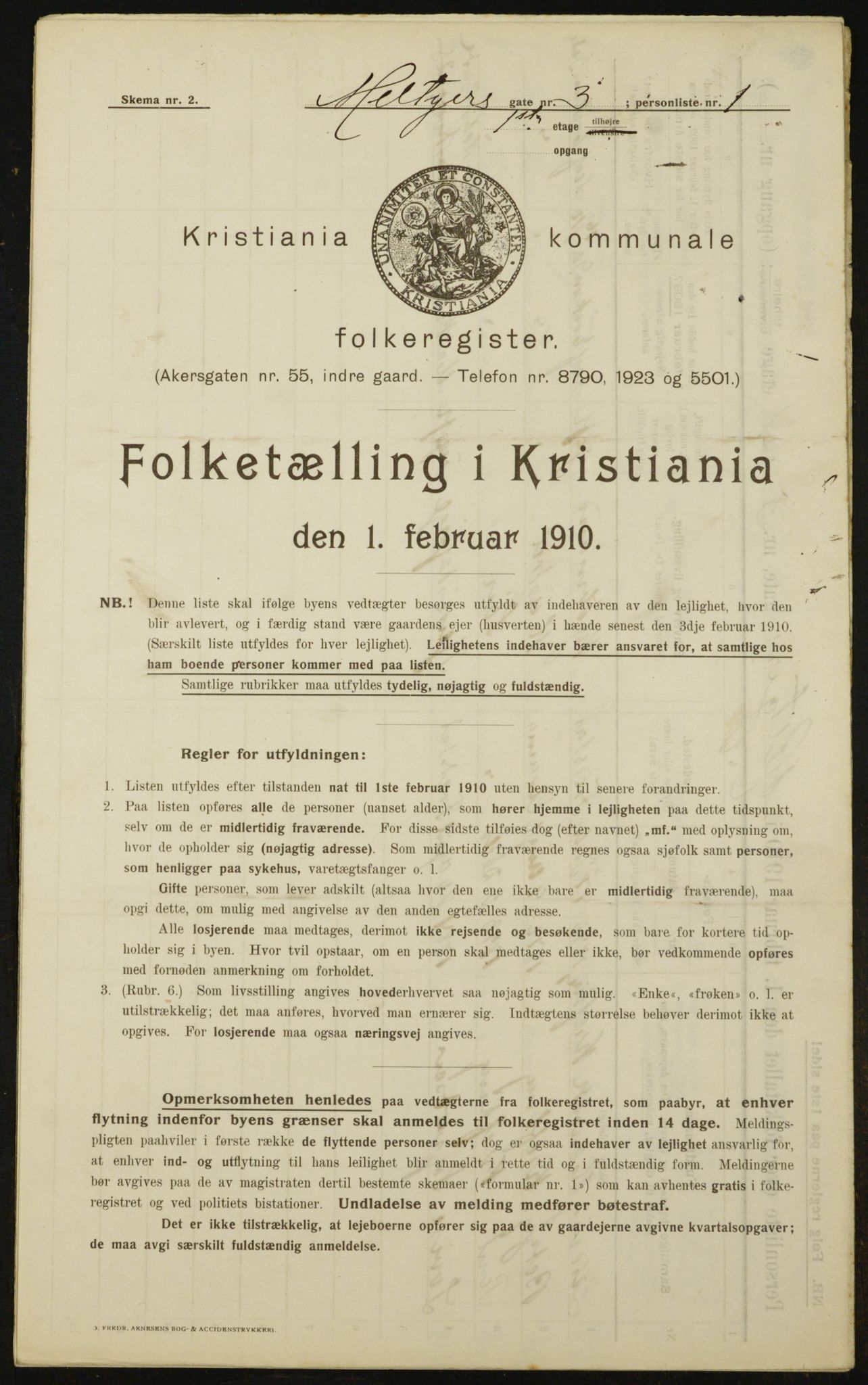 OBA, Municipal Census 1910 for Kristiania, 1910, p. 63088