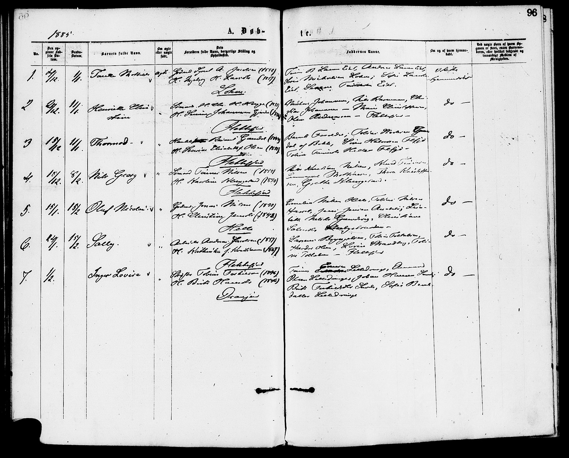 Flekkefjord sokneprestkontor, SAK/1111-0012/F/Fa/Fac/L0007: Parish register (official) no. A 7, 1875-1885, p. 96