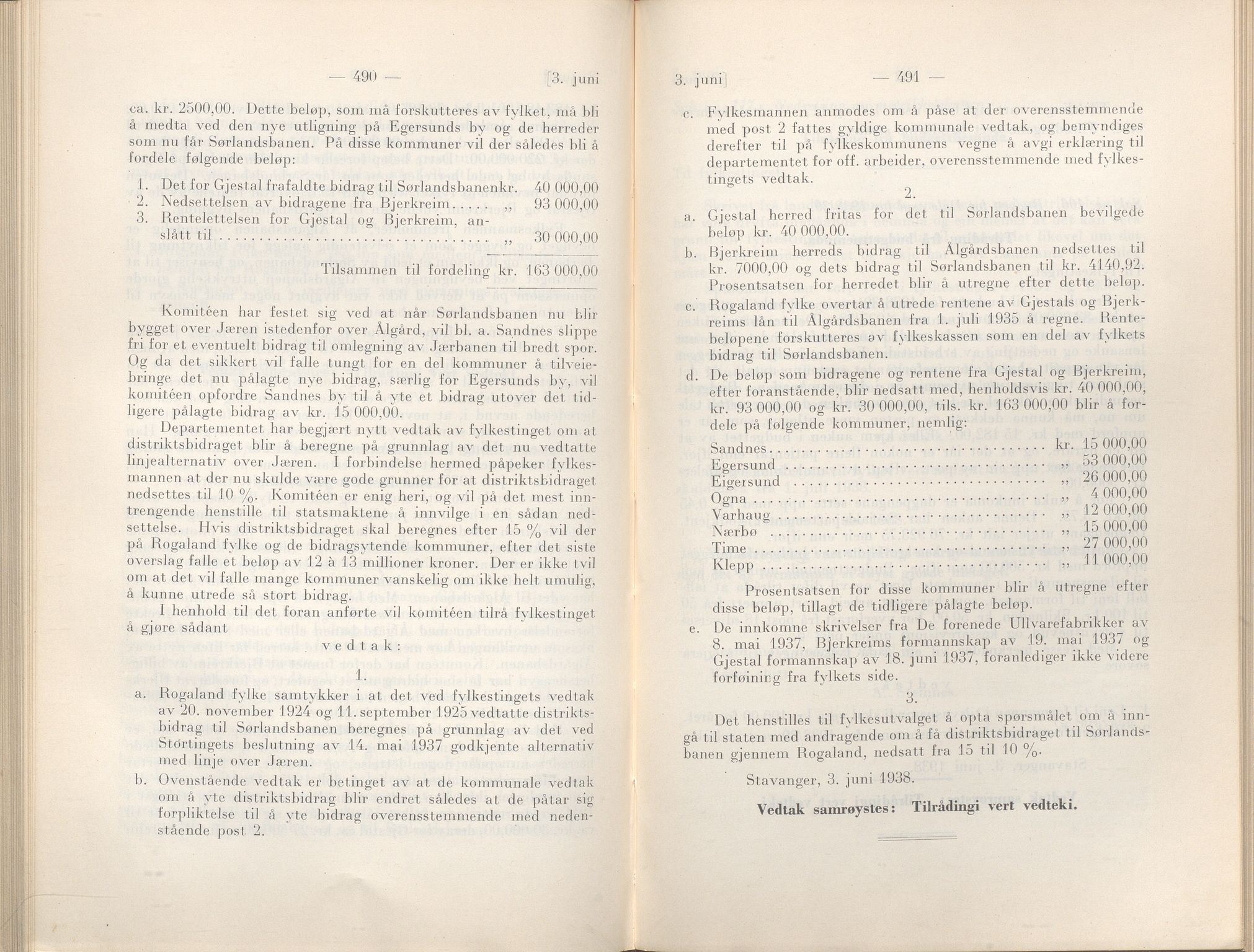 Rogaland fylkeskommune - Fylkesrådmannen , IKAR/A-900/A/Aa/Aaa/L0057: Møtebok , 1938, p. 490-491