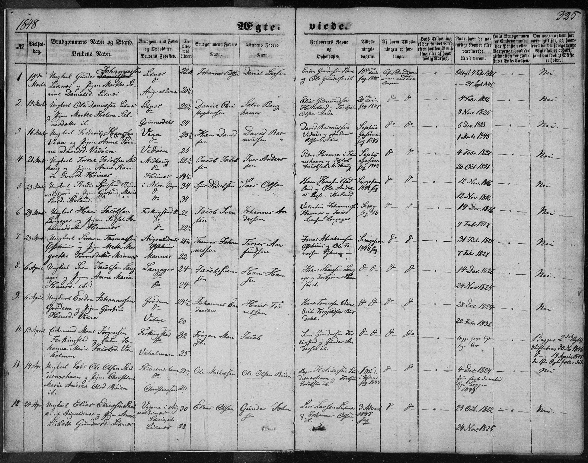 Skudenes sokneprestkontor, SAST/A -101849/H/Ha/Haa/L0005: Parish register (official) no. A 3.2, 1847-1863, p. 325