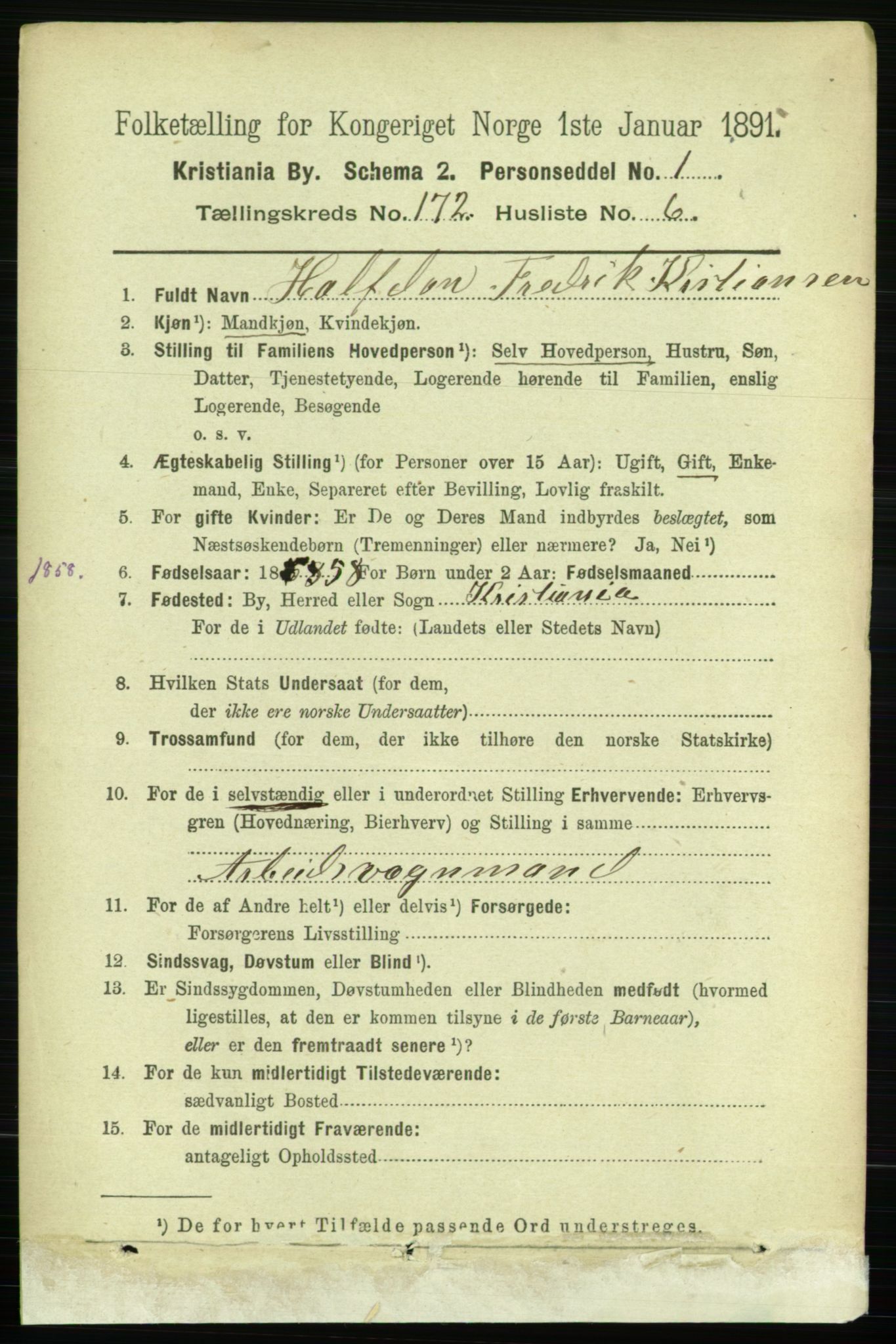 RA, 1891 census for 0301 Kristiania, 1891, p. 102015