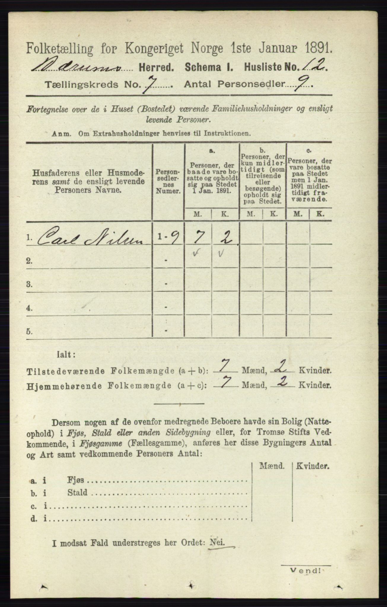 RA, 1891 census for 0219 Bærum, 1891, p. 4049