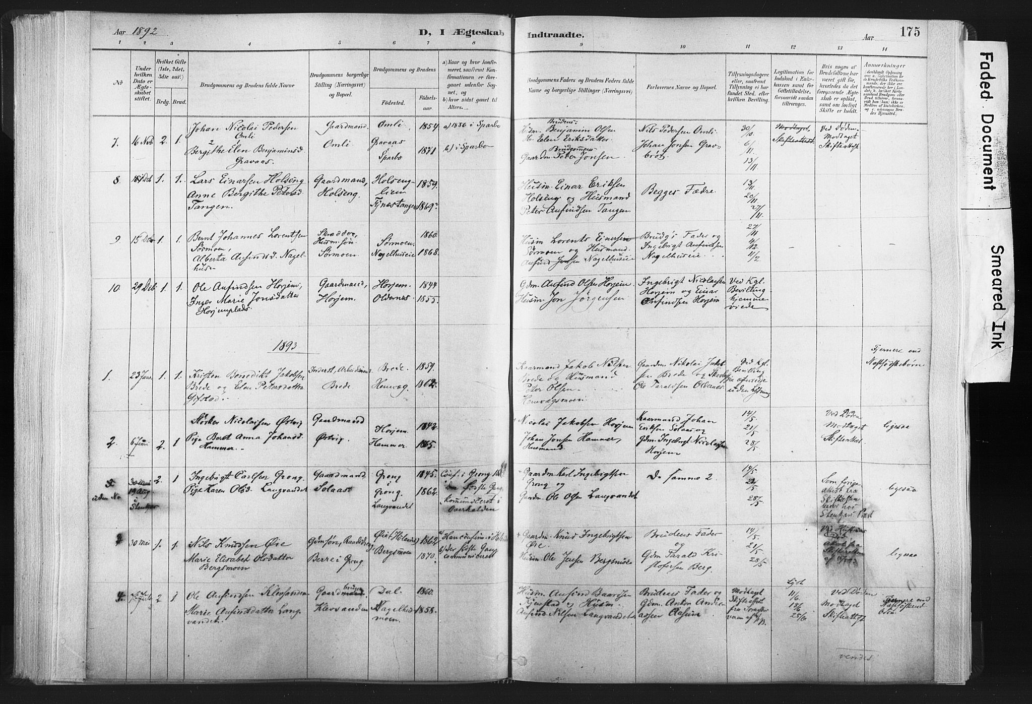 Ministerialprotokoller, klokkerbøker og fødselsregistre - Nord-Trøndelag, AV/SAT-A-1458/749/L0474: Parish register (official) no. 749A08, 1887-1903, p. 175