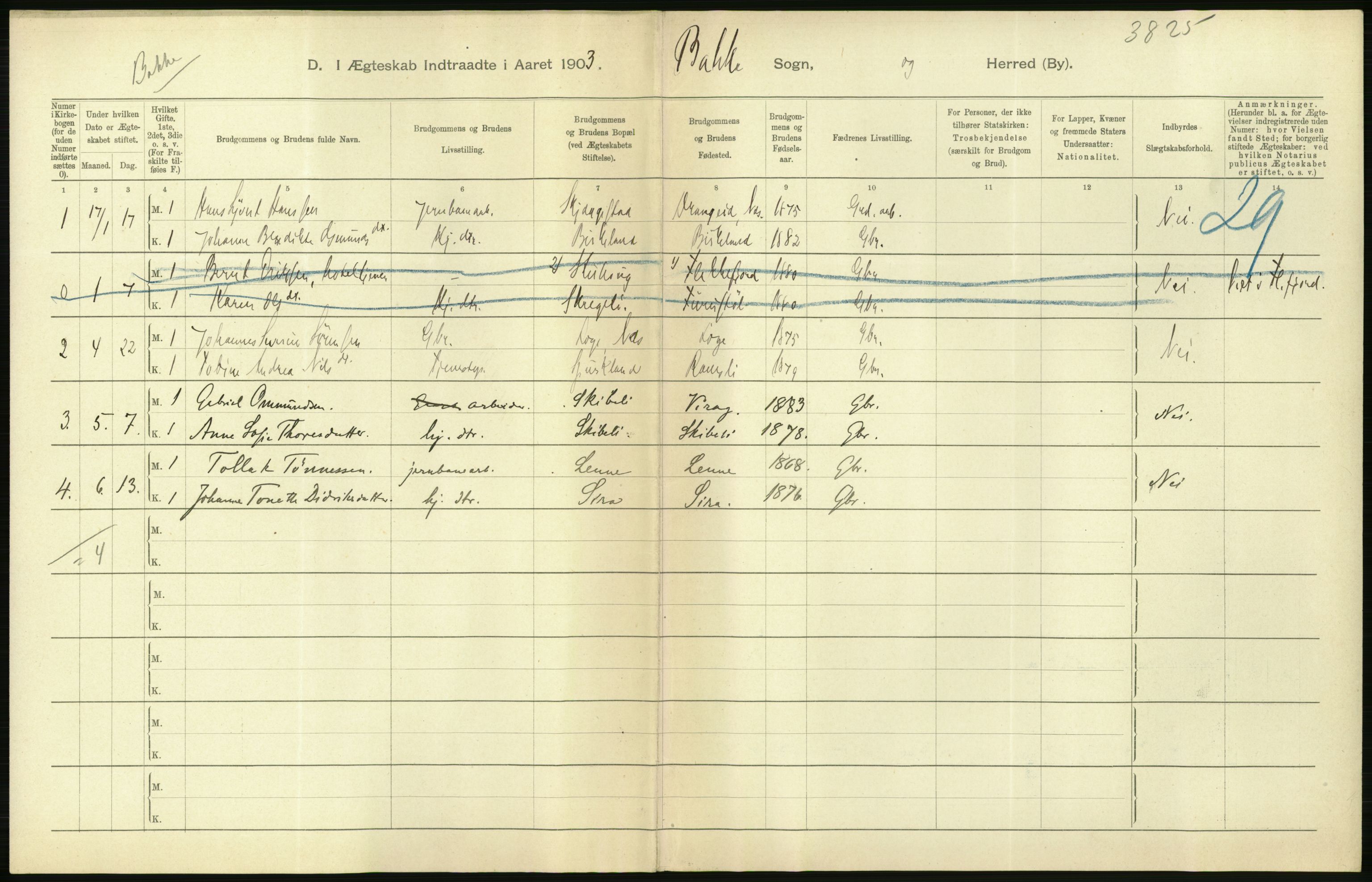 Statistisk sentralbyrå, Sosiodemografiske emner, Befolkning, AV/RA-S-2228/D/Df/Dfa/Dfaa/L0011: Lister og Mandal amt: Fødte, gifte, døde, 1903, p. 278