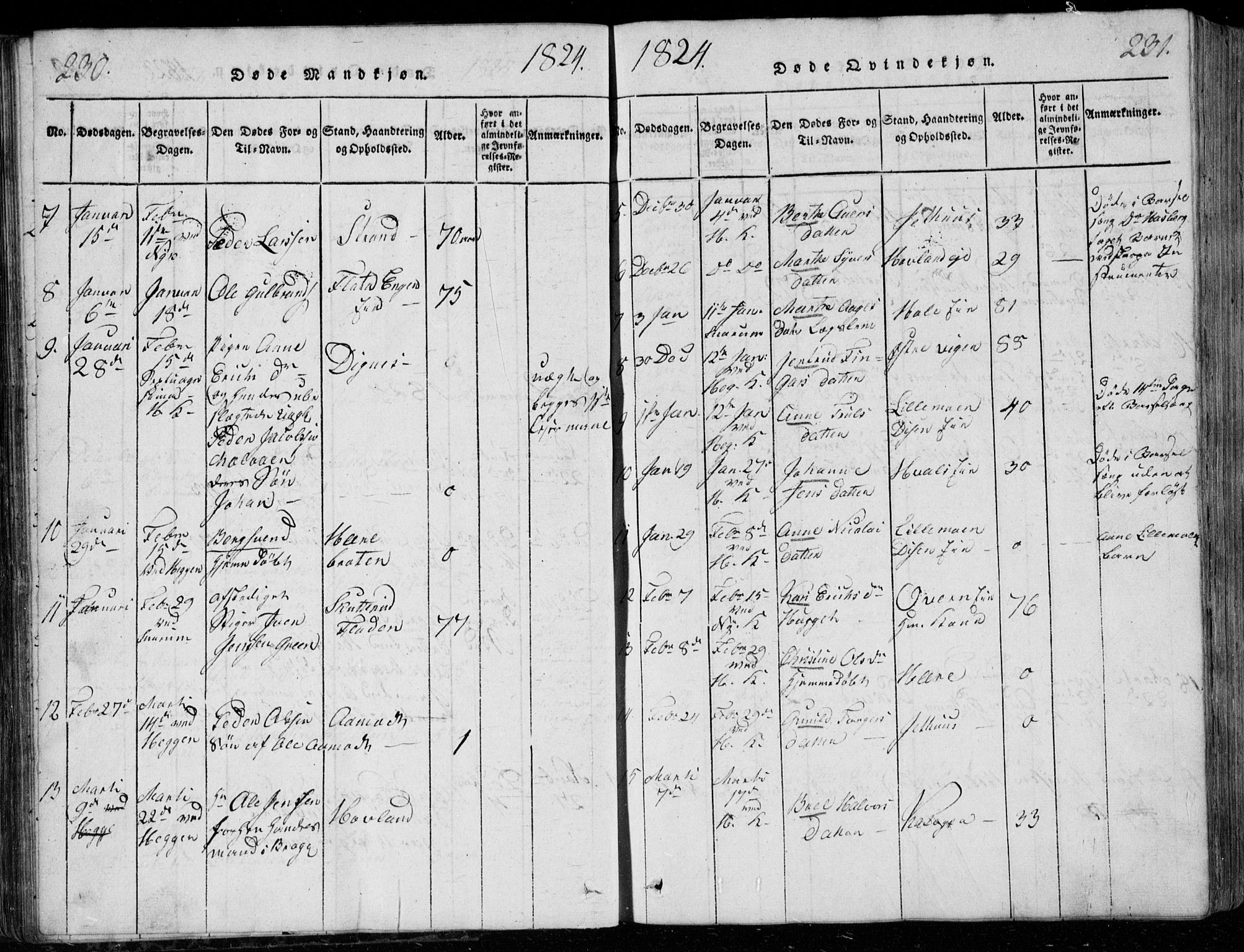 Modum kirkebøker, AV/SAKO-A-234/G/Ga/L0001: Parish register (copy) no. I 1, 1818-1824, p. 230-231