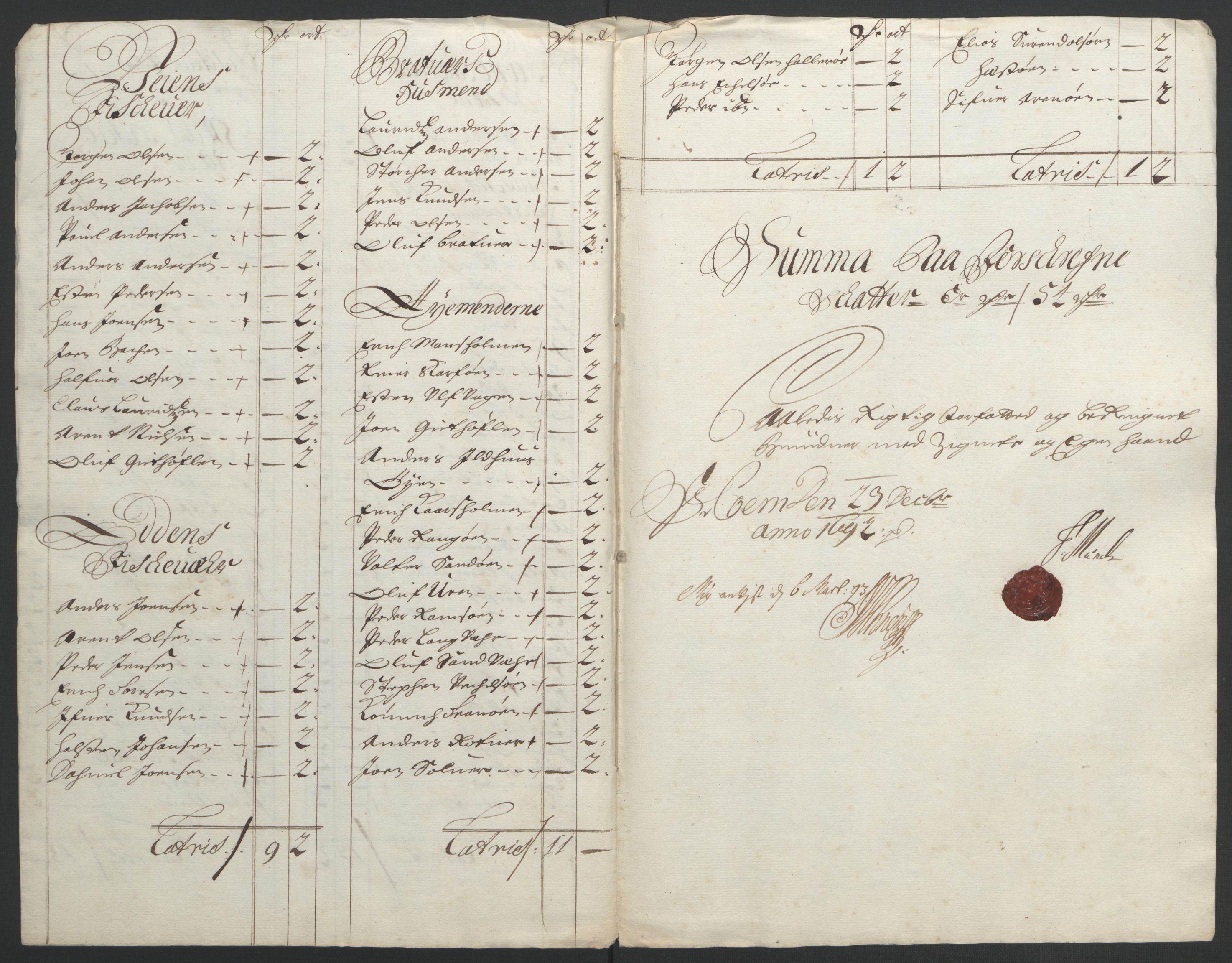 Rentekammeret inntil 1814, Reviderte regnskaper, Fogderegnskap, RA/EA-4092/R56/L3735: Fogderegnskap Nordmøre, 1692-1693, p. 104