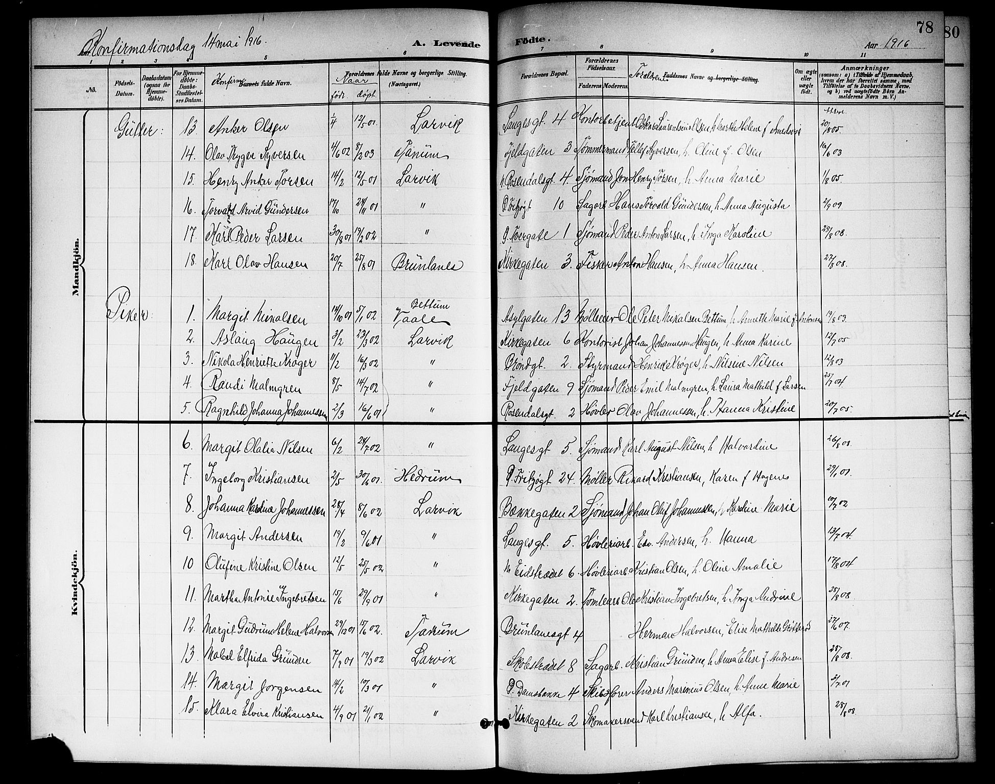 Larvik kirkebøker, AV/SAKO-A-352/G/Gb/L0004: Parish register (copy) no. II 4, 1899-1919, p. 78