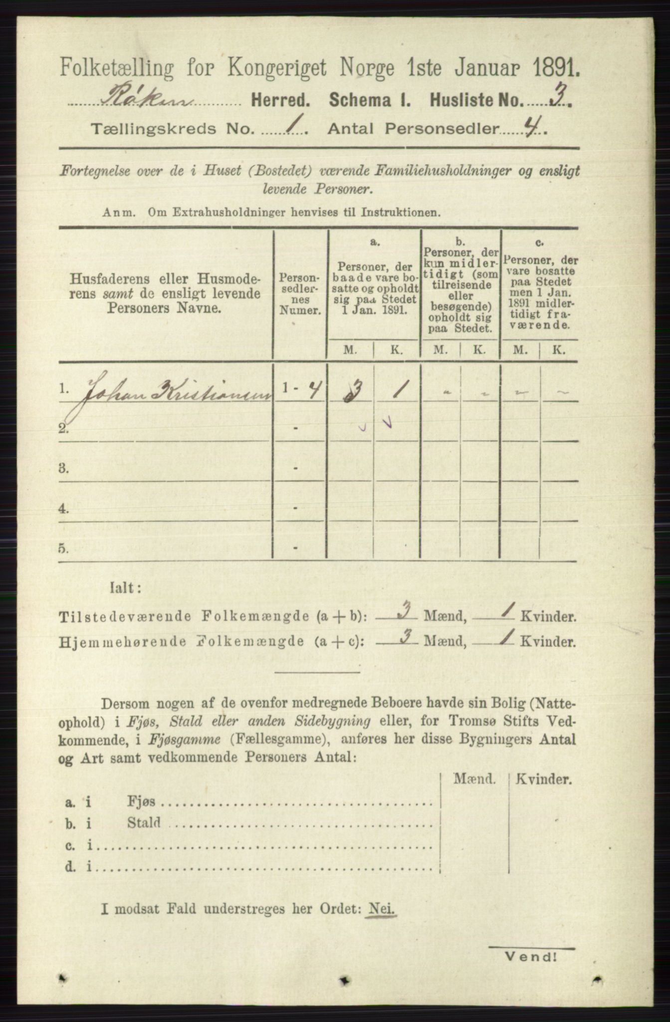 RA, 1891 census for 0627 Røyken, 1891, p. 25