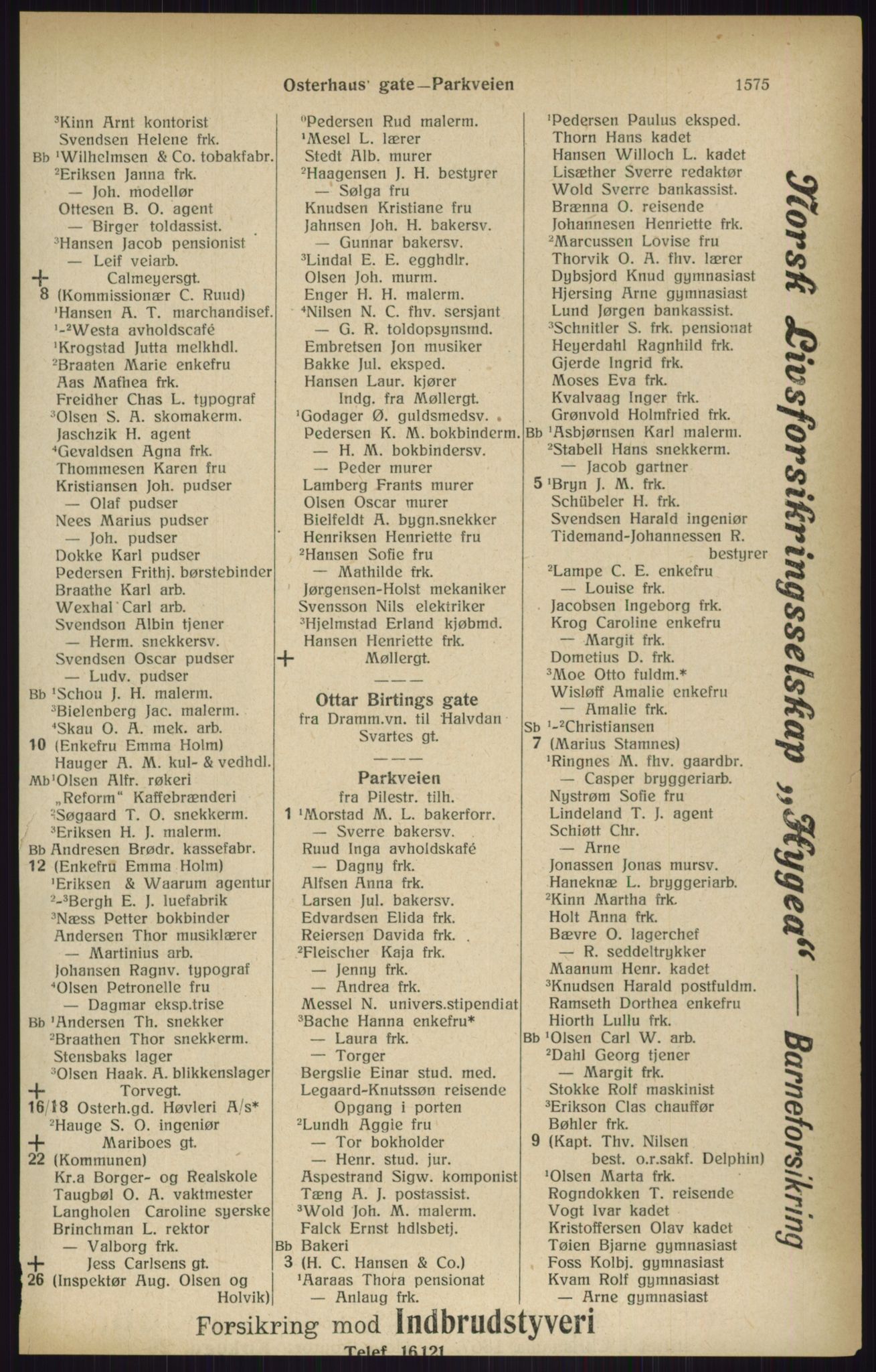 Kristiania/Oslo adressebok, PUBL/-, 1916, p. 1575