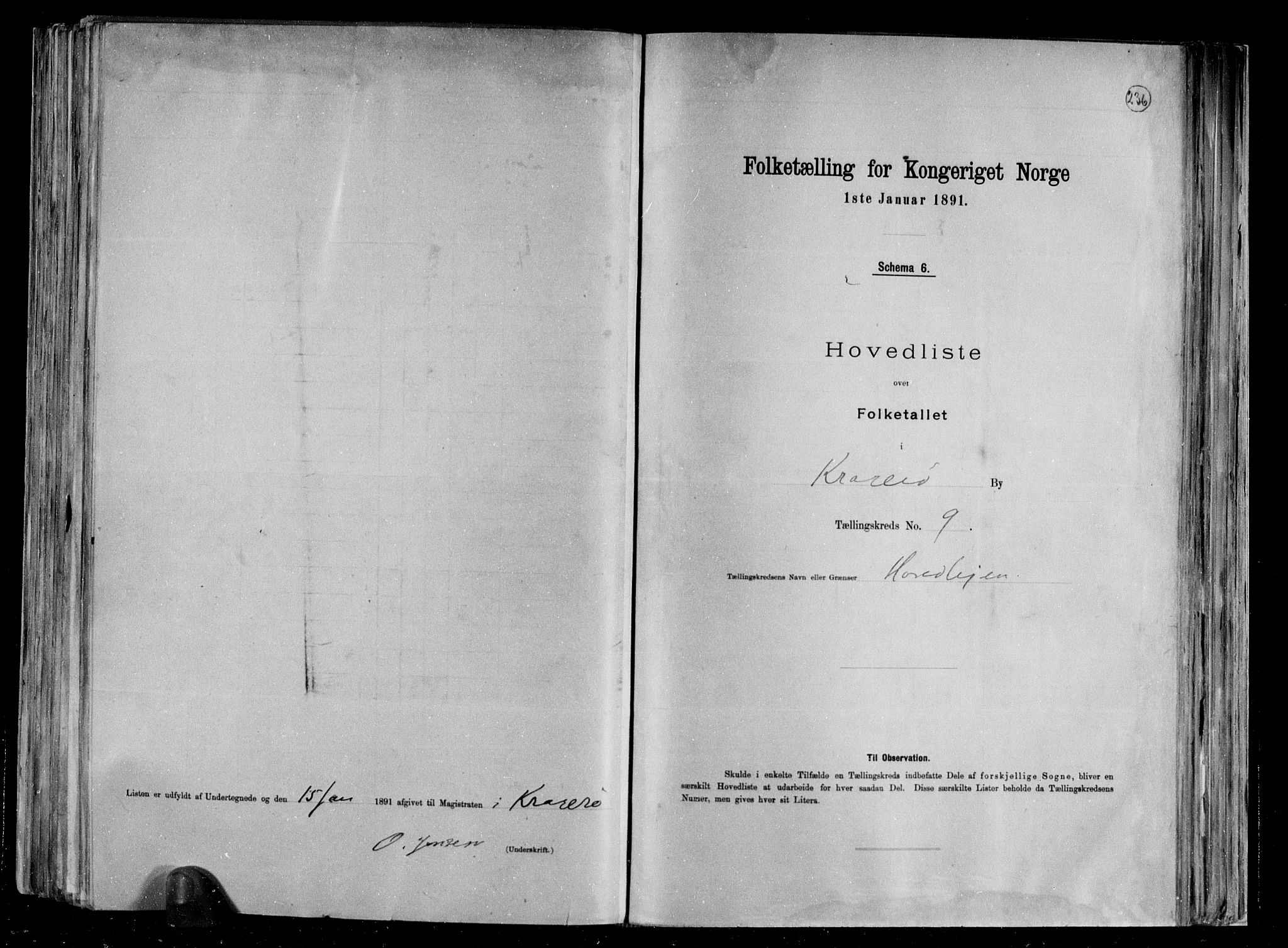 RA, 1891 census for 0801 Kragerø, 1891, p. 21