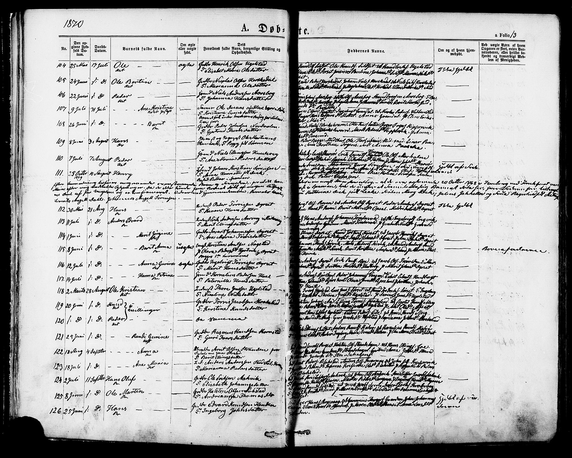 Ministerialprotokoller, klokkerbøker og fødselsregistre - Møre og Romsdal, AV/SAT-A-1454/568/L0805: Parish register (official) no. 568A12 /1, 1869-1884, p. 13