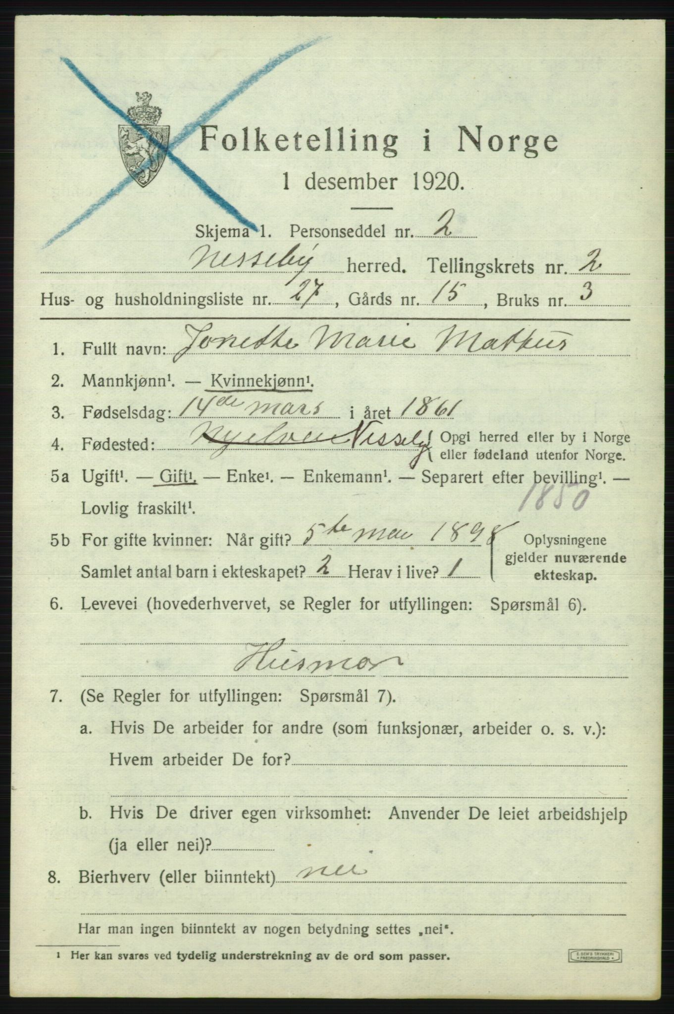 SATØ, 1920 census for Nesseby, 1920, p. 1194