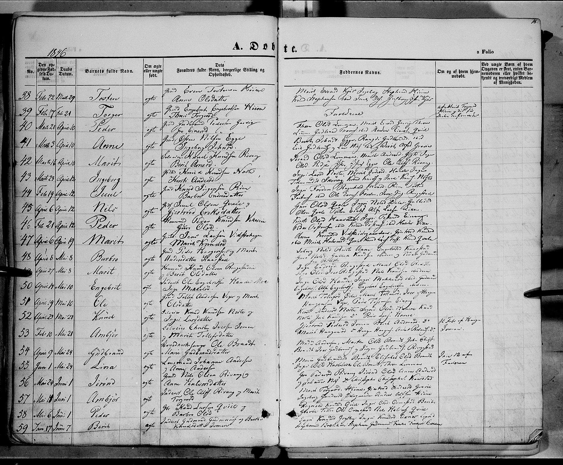 Vestre Slidre prestekontor, AV/SAH-PREST-136/H/Ha/Haa/L0001: Parish register (official) no. 1, 1844-1855, p. 16