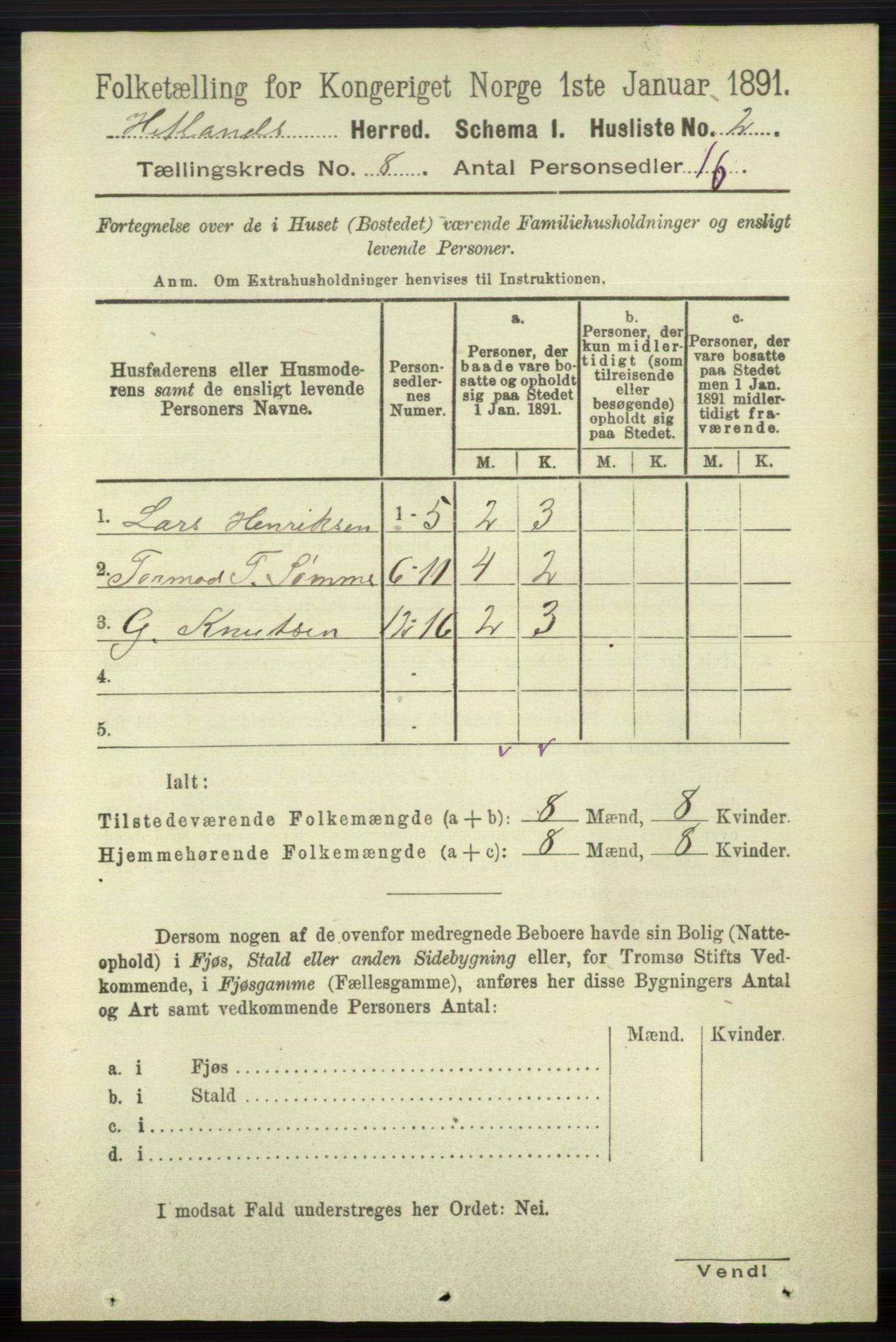 RA, 1891 census for 1126 Hetland, 1891, p. 4351