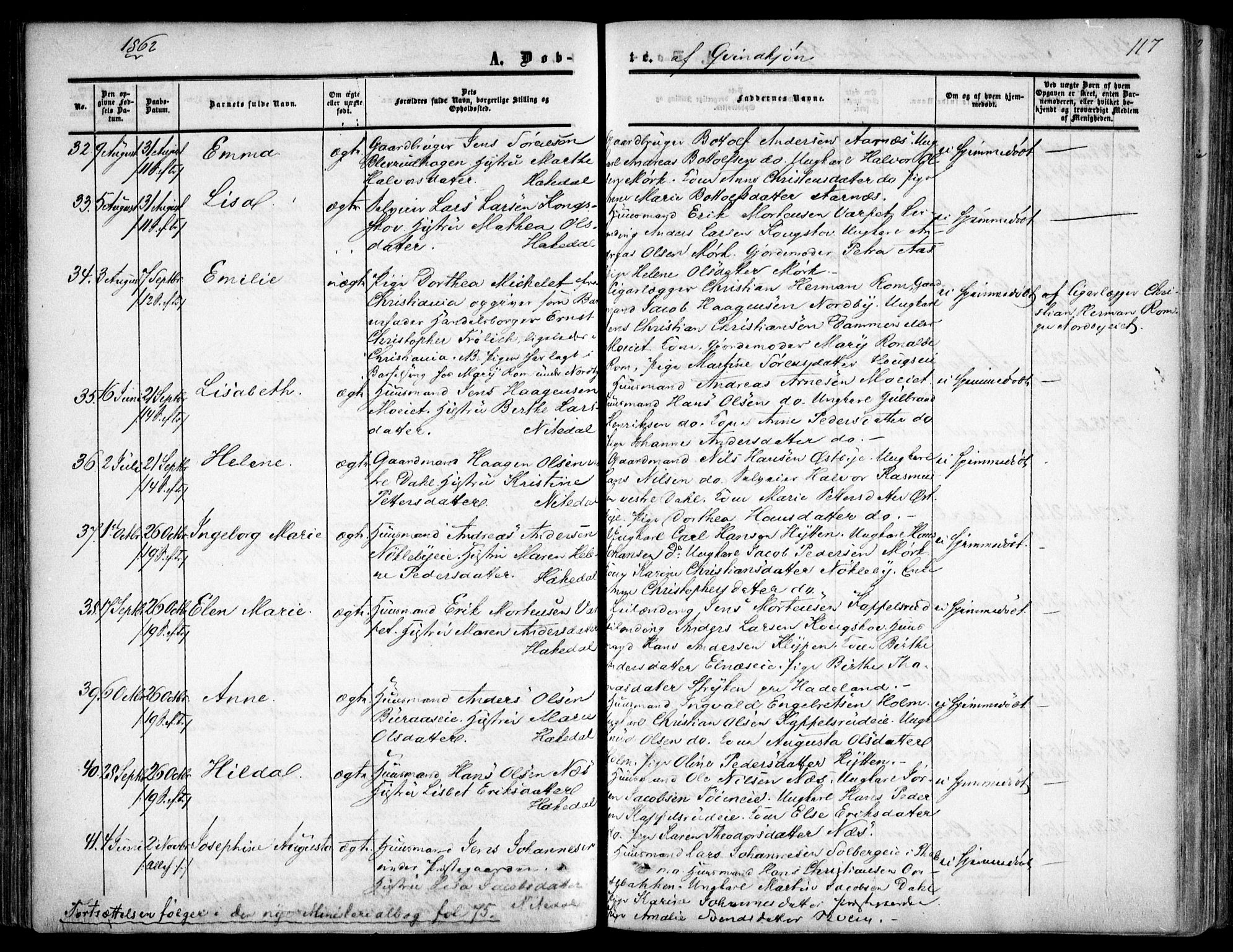 Nittedal prestekontor Kirkebøker, SAO/A-10365a/F/Fa/L0005: Parish register (official) no. I 5, 1850-1862, p. 117