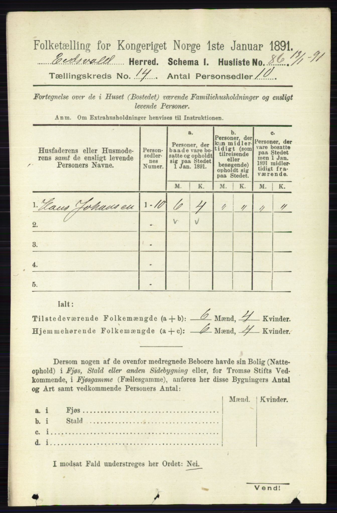 RA, 1891 census for 0237 Eidsvoll, 1891, p. 9425