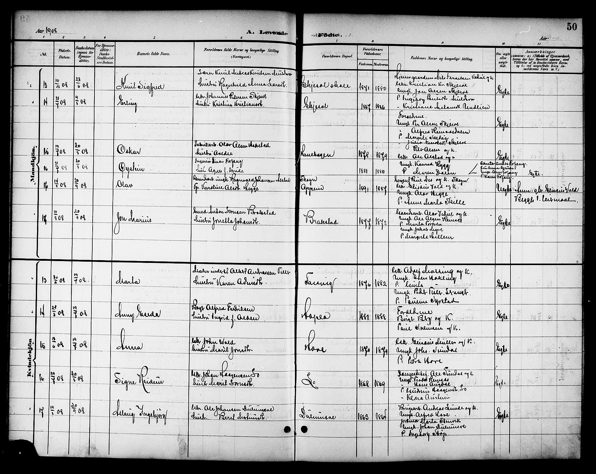 Ministerialprotokoller, klokkerbøker og fødselsregistre - Nord-Trøndelag, AV/SAT-A-1458/714/L0135: Parish register (copy) no. 714C04, 1899-1918, p. 50